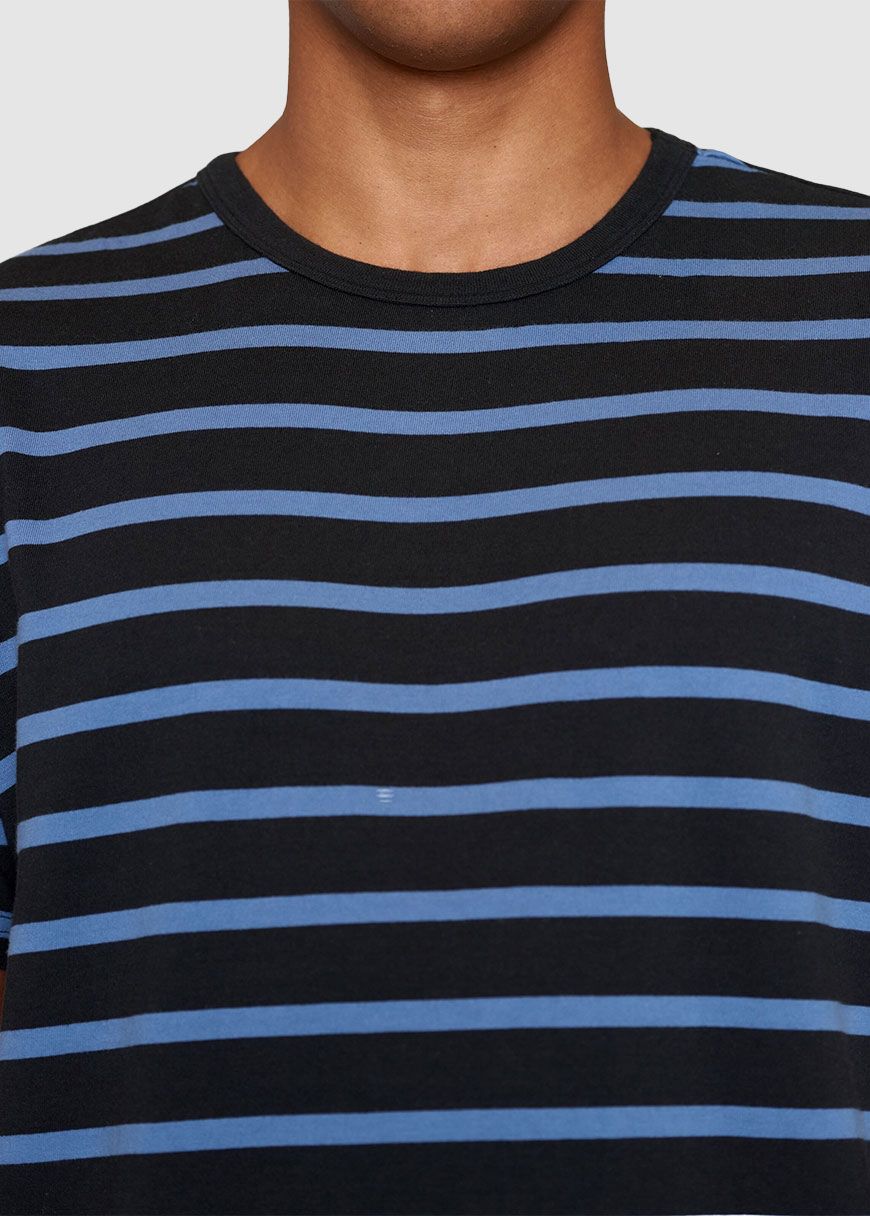 Regular Short Sleeve Cotton Striped O-Neck T-Shirt