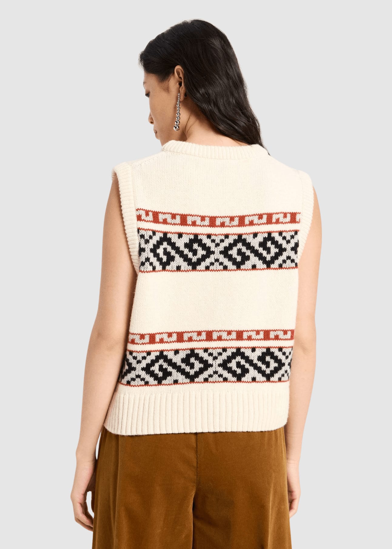 Jacquard Pullunder Off White/ Multicolour