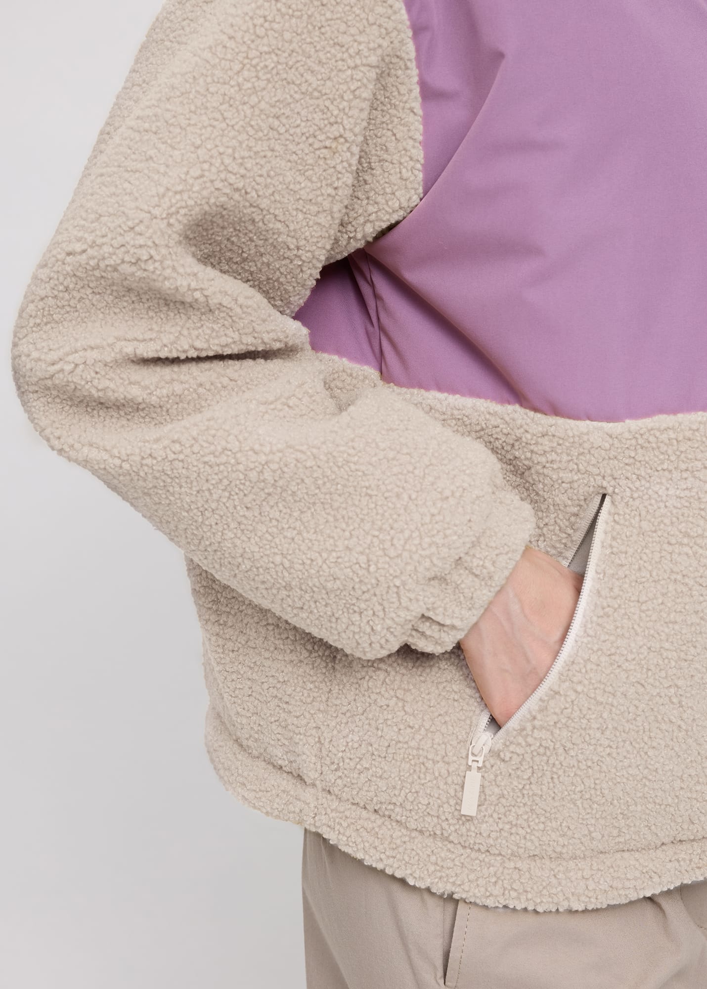 Fabric Blocking Jacket Grape Pink Natural