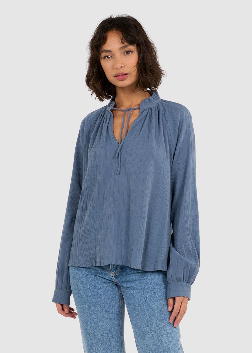 Stand Ruffle Collar A-Shape Blouse Stand Ruffle Collar A-Shape Blouse