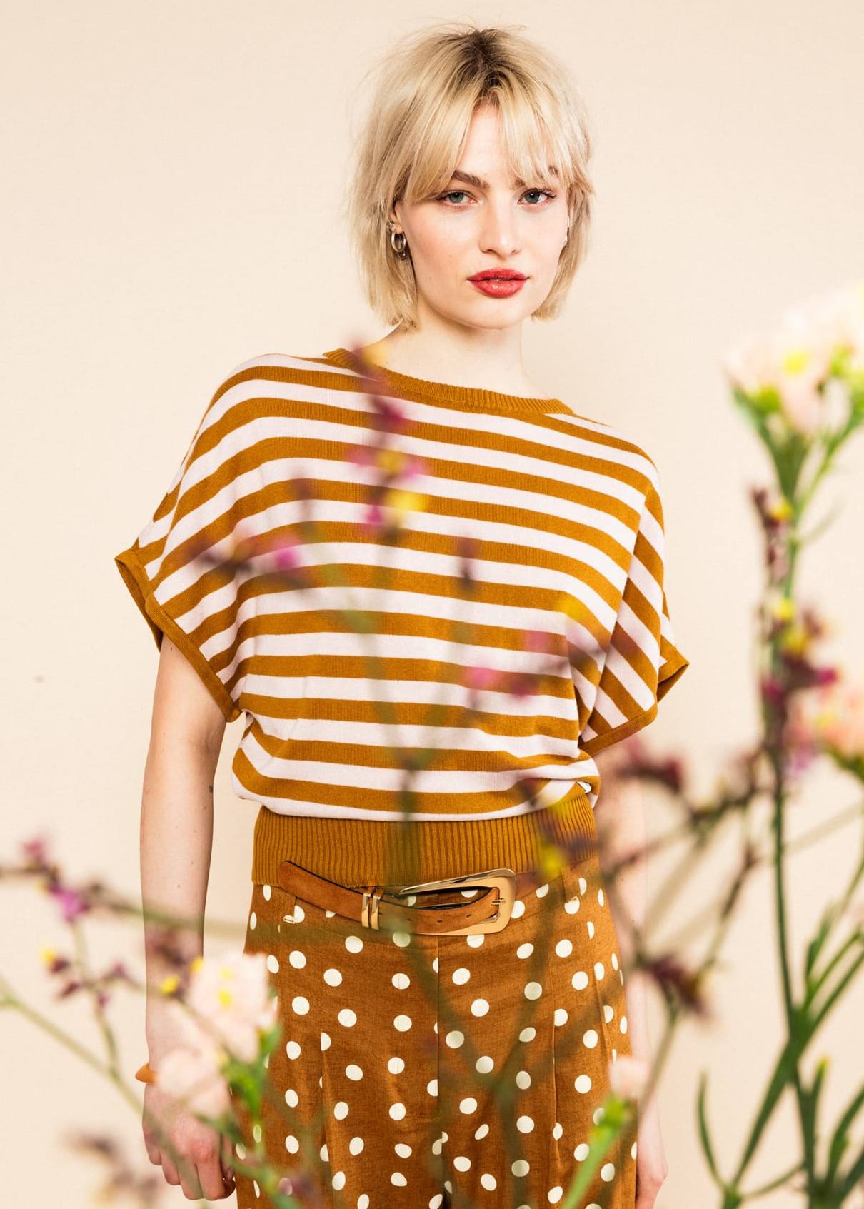 Picnic Friend Chic Knit Stripe Brown