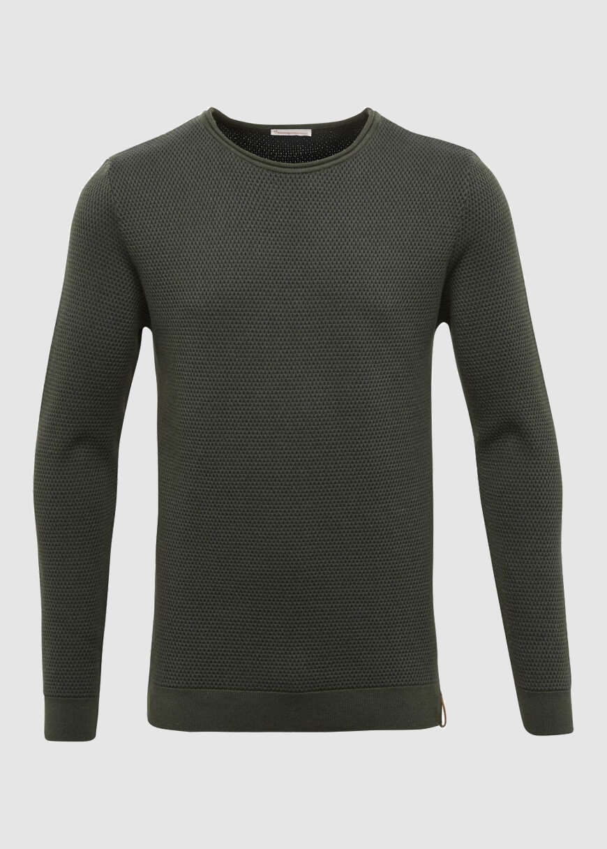 Two Toned Round Neck Knit Forrest Night