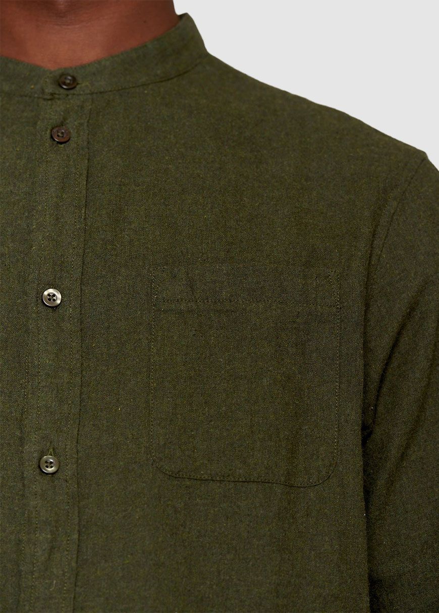 Regular Fit Melangé Flannel Stand Collar Shirt Regular Fit Melangé Flannel Stand Collar Shirt