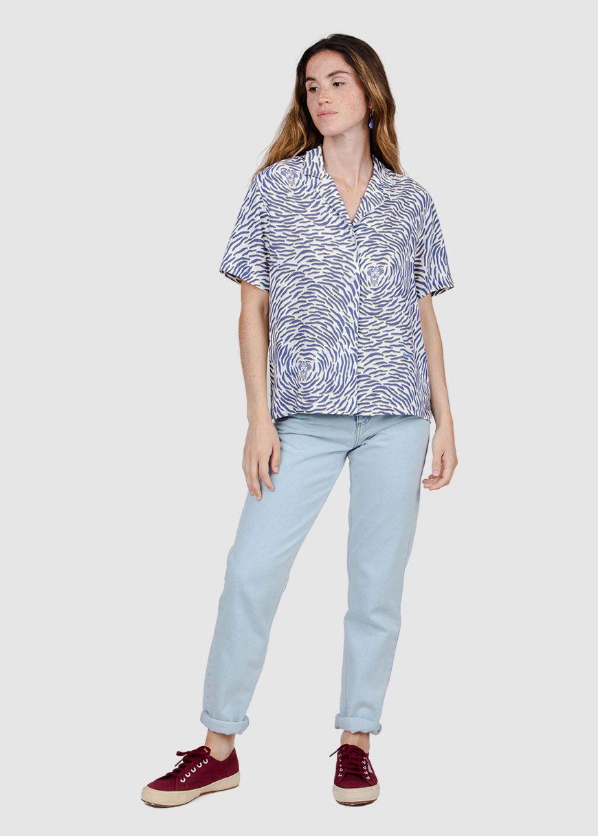 Tiger Aloha Blouse White Tiger Aloha Blouse White