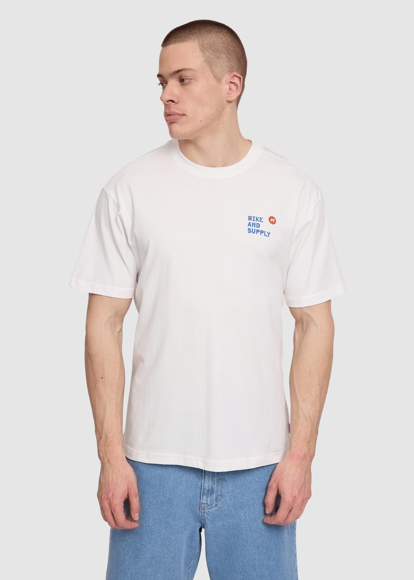 Back Print Theme T-Shirt Offwhite Bike Shop