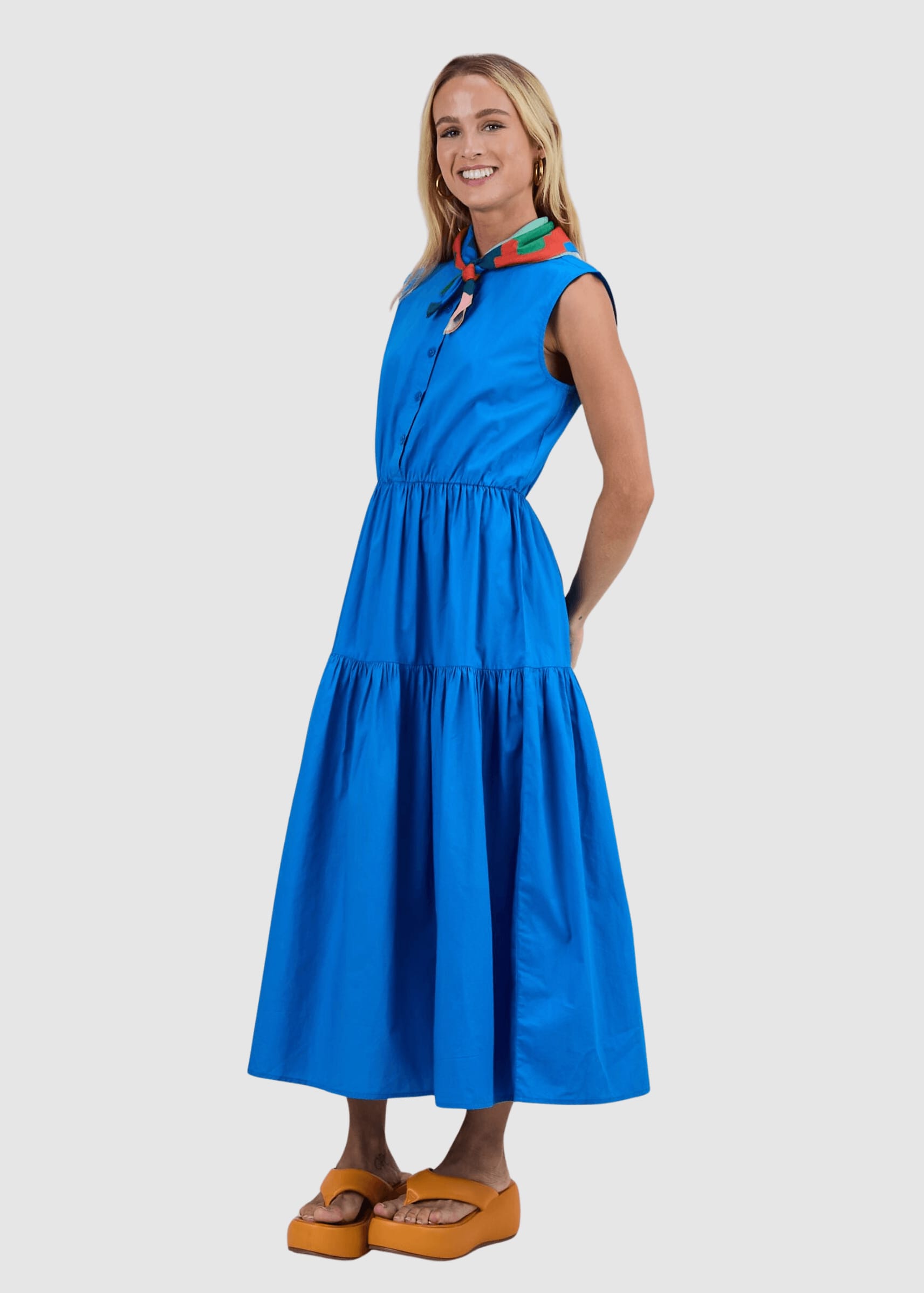 Sleeveless Shirt Dress Blue