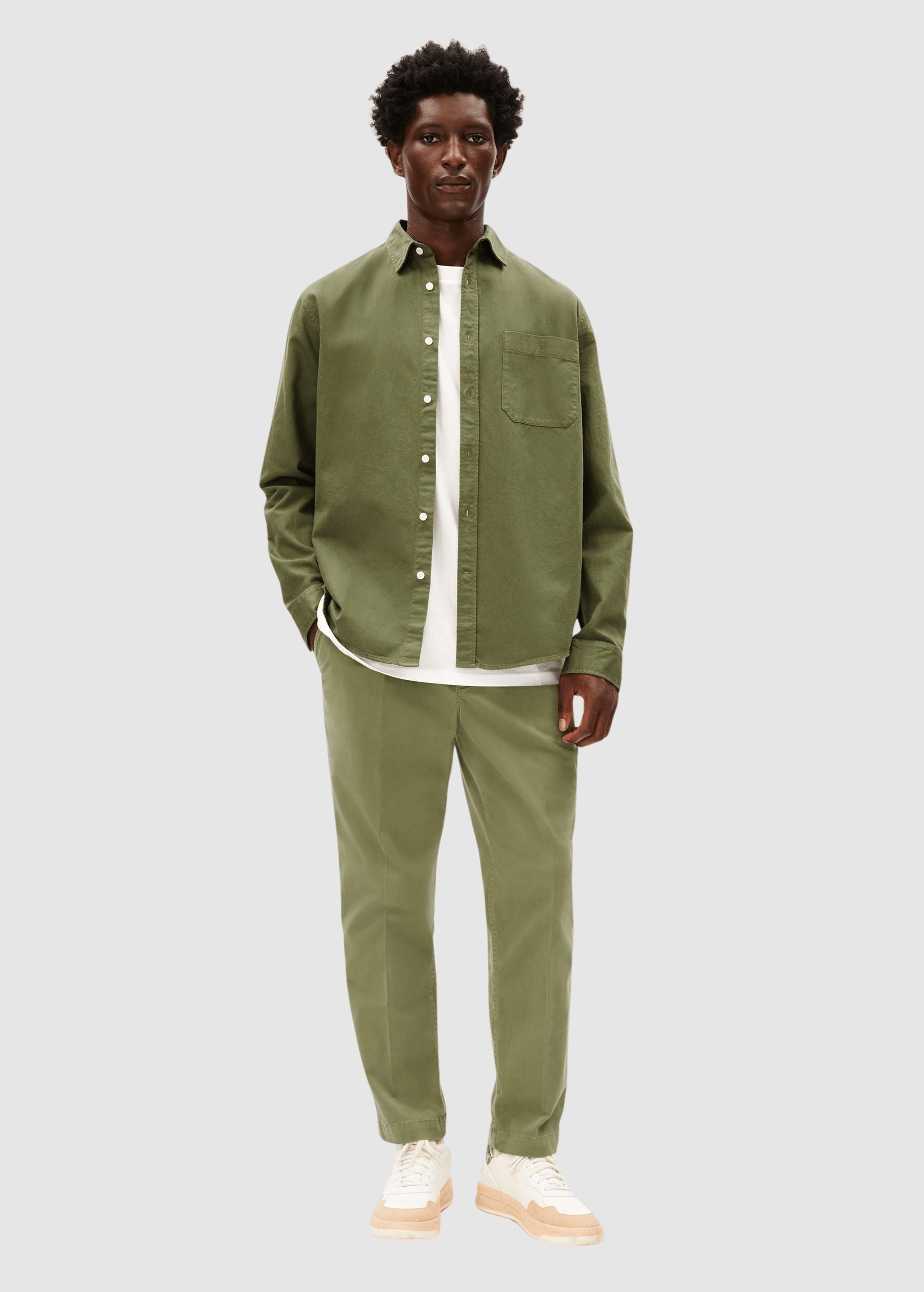 Gmt Dye Lino Longsleeve Shirt Fatigue Green