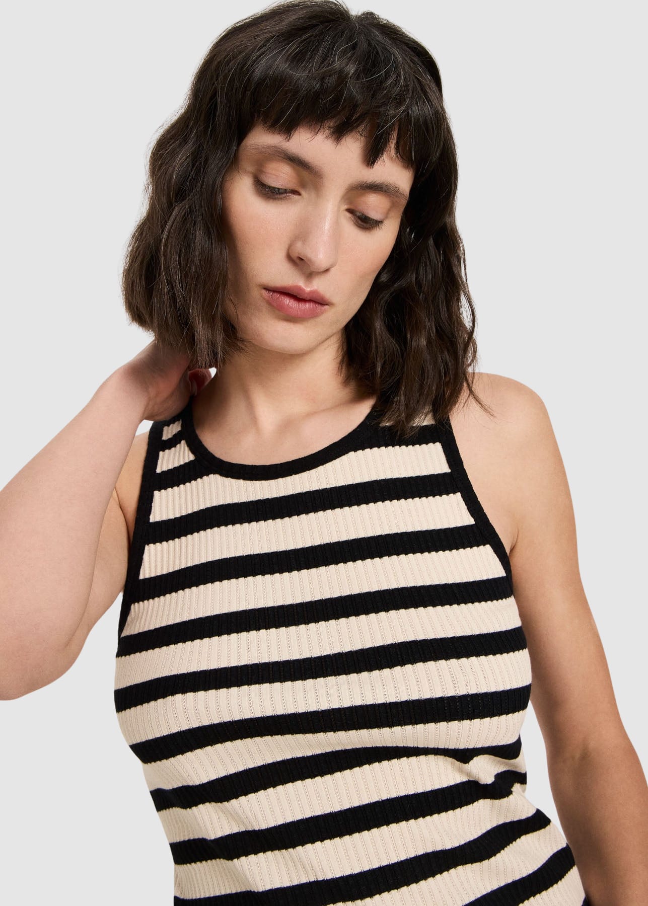 Tanktop Mit Streifen Black Creme