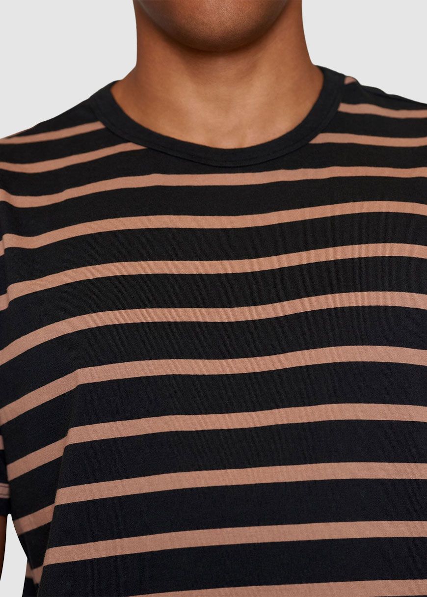 Regular Short Sleeve Cotton Striped O-Neck T-Shirt