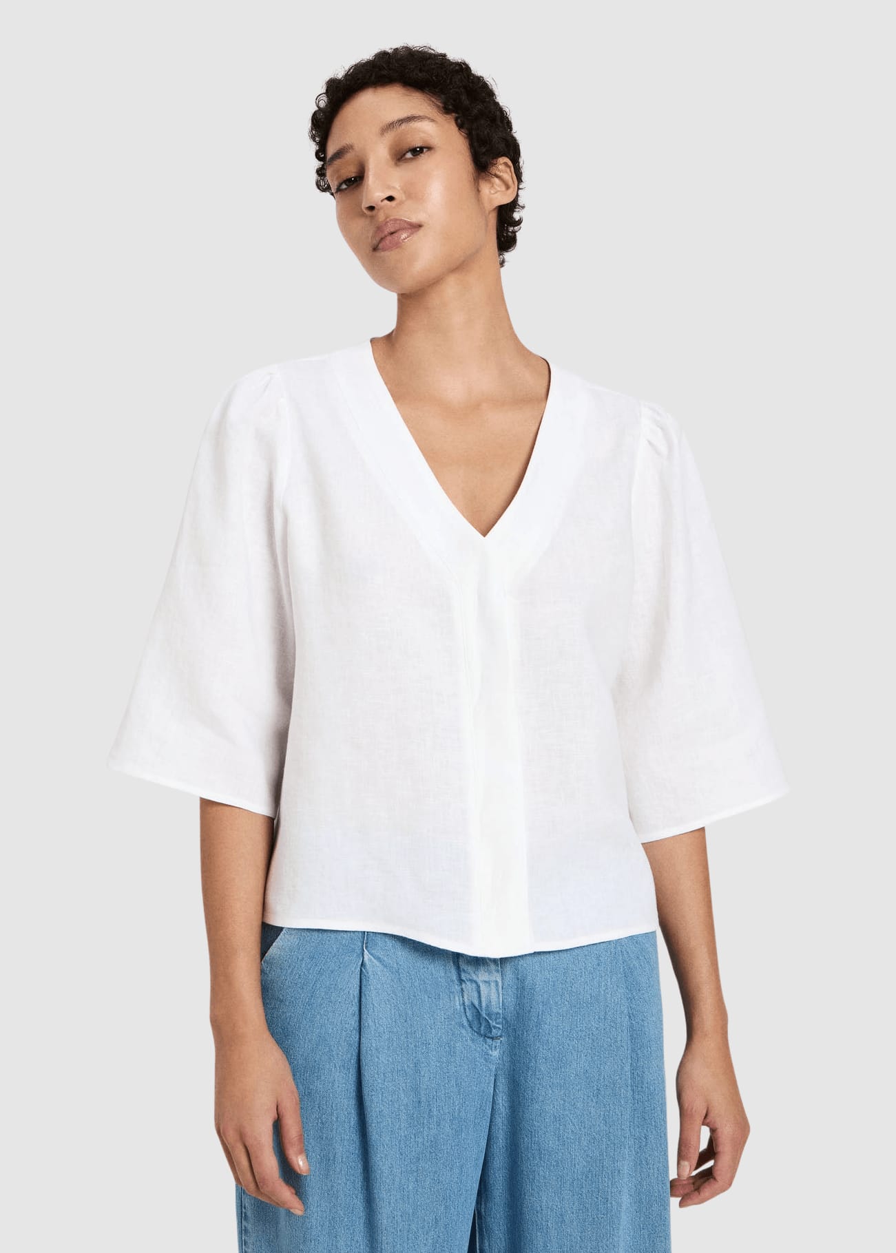 3/4 Arm Bluse Bright White