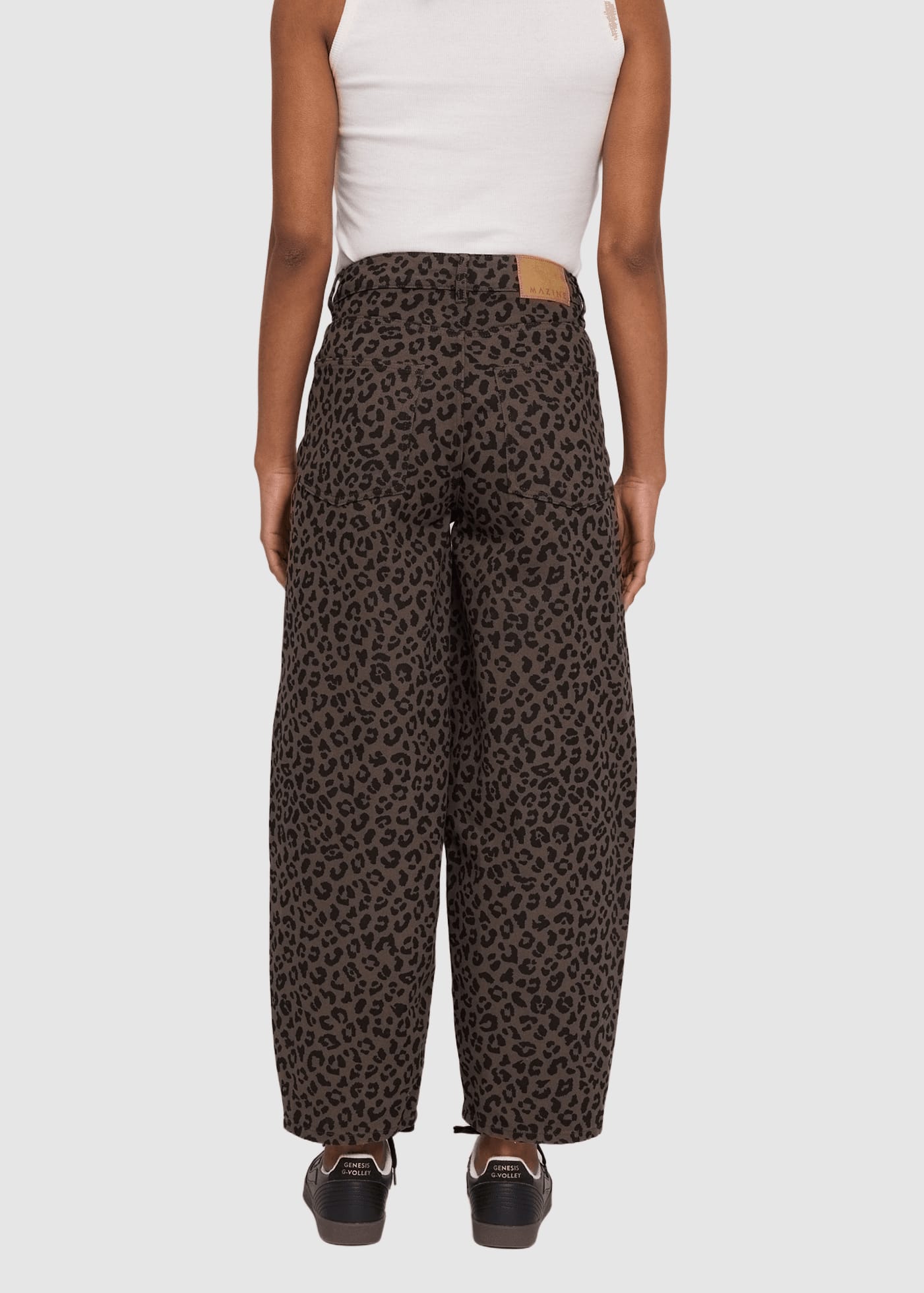 mazine-printed-barrel-leg-denim-pants-chocolate-brown-printed-2.jpeg Printed Barrel Leg Denim Pants Chocolate Brown Printed