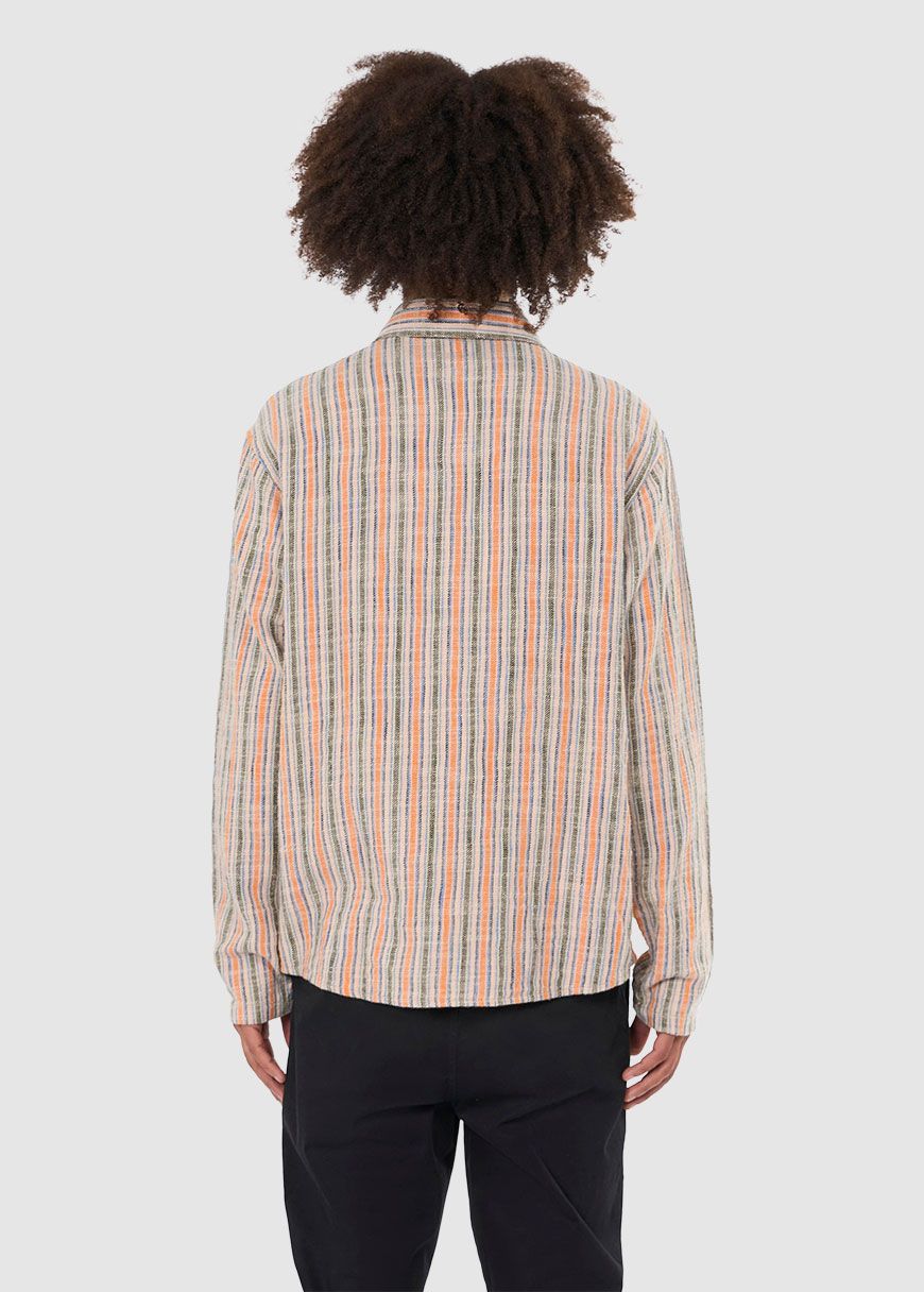 Loose Woven Striped Overshirt