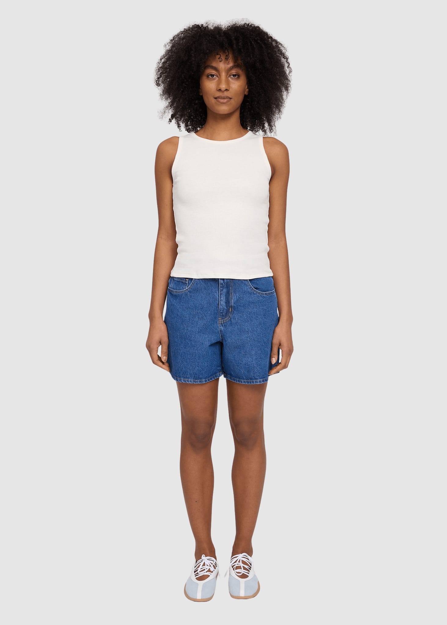 Denim Shorts Mid Blue Wash