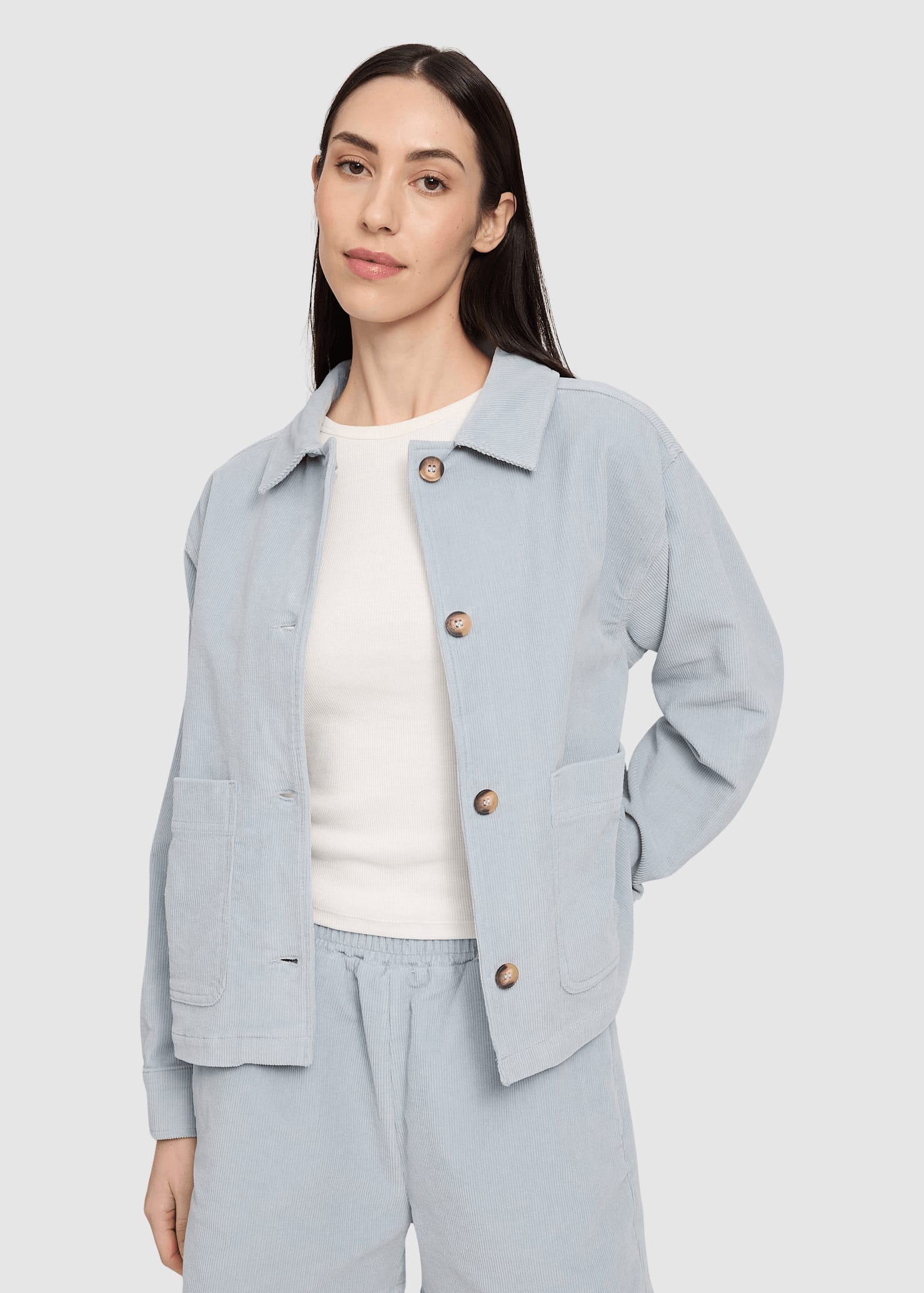 Corduroy Shacket Pearl Blue