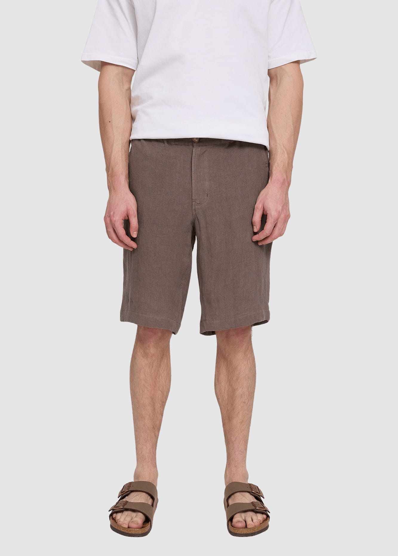 Regular Linen Shorts Grey Brown Regular Linen Shorts Grey Brown