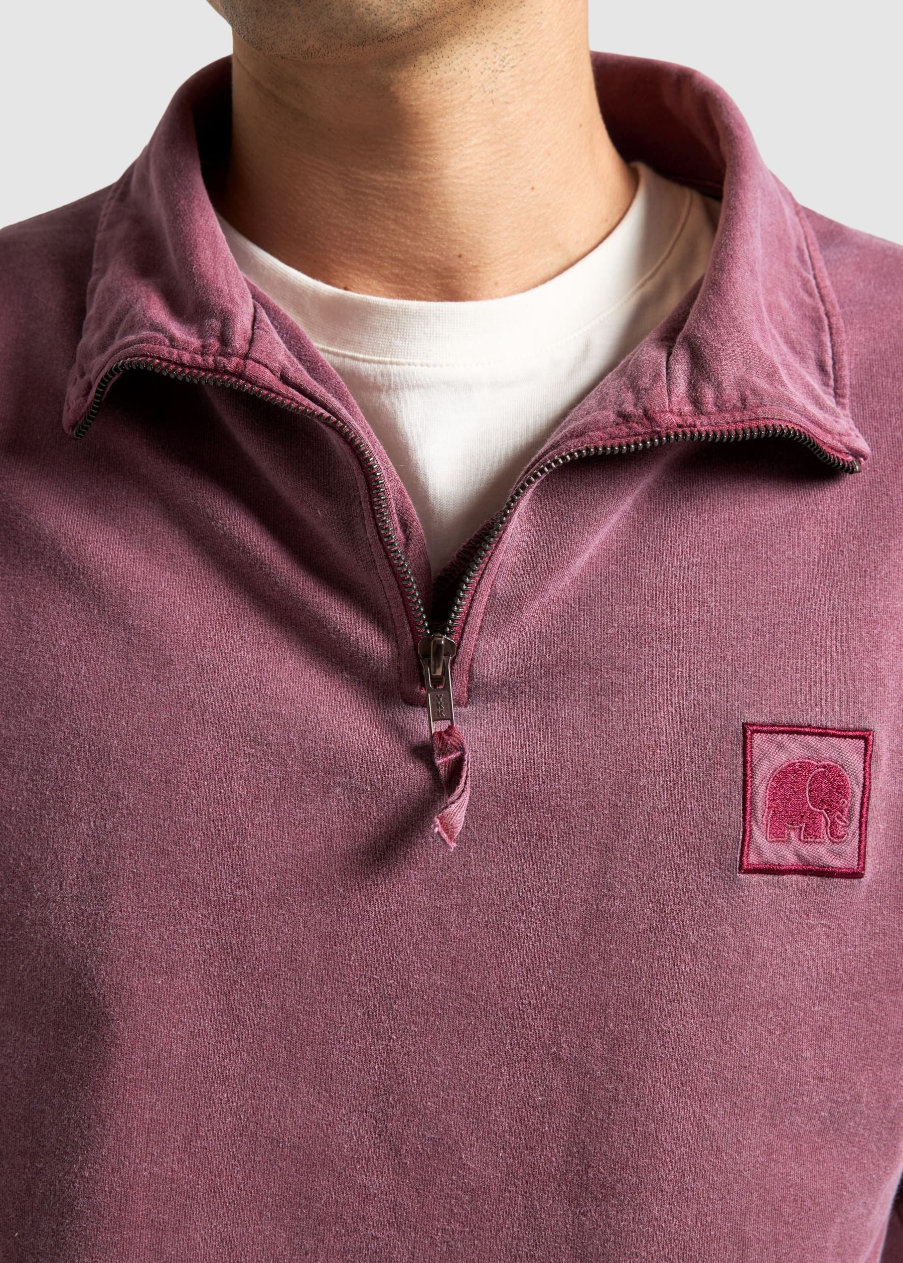 Sauce Pigment Dyed Quarter Zip Sweater Garnacha Red