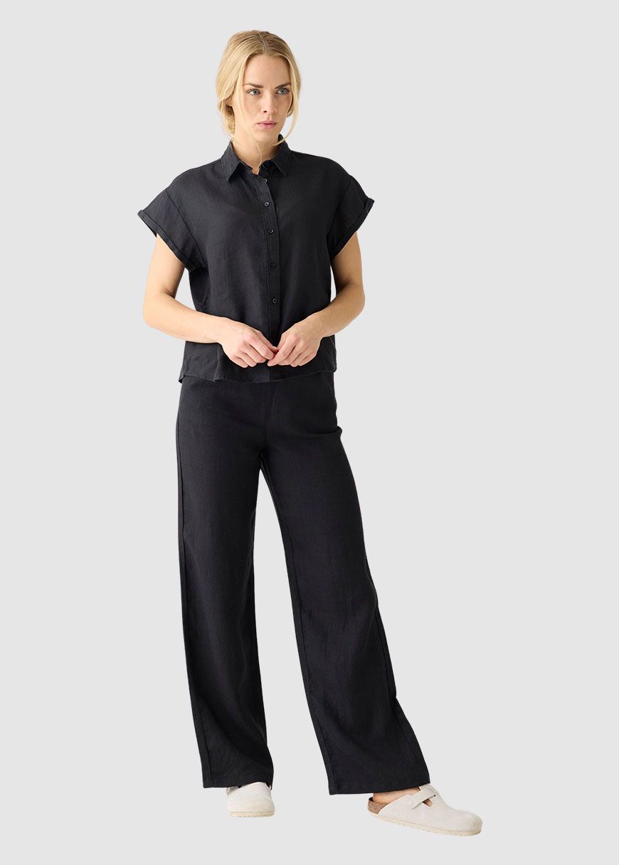 Posey Wide Mid-Rise Linen Pants