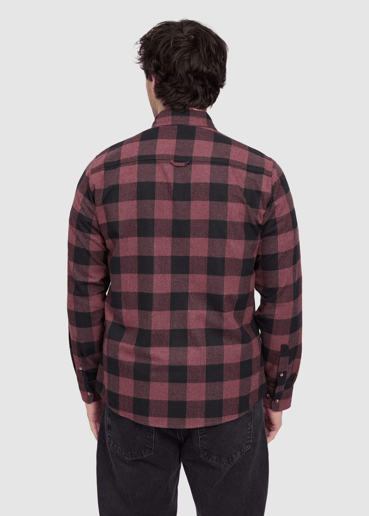 mazine-checked-flannel-shirt-eggplant-black-melange-3.jpeg Checked Flannel Shirt Eggplant Black Melange