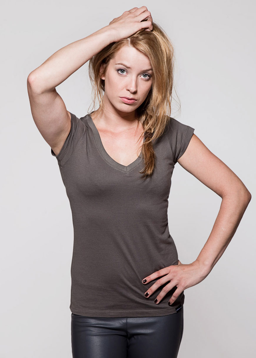 T-Shirt V-Ausschnitt Dark Gull T-Shirt V-Ausschnitt Dark Gull