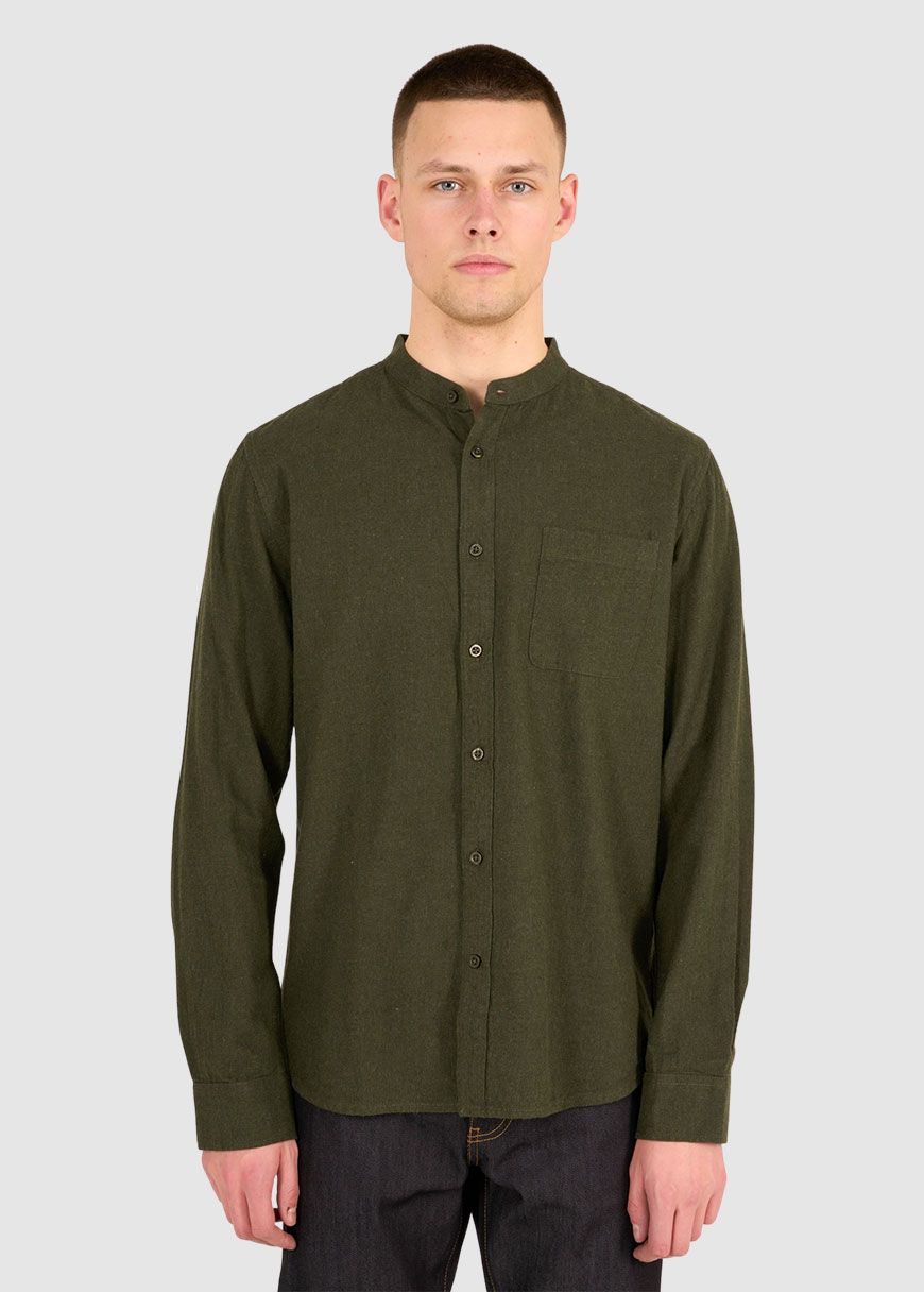 Melangé Flannel Stand Collar Custom Fit Shirt
