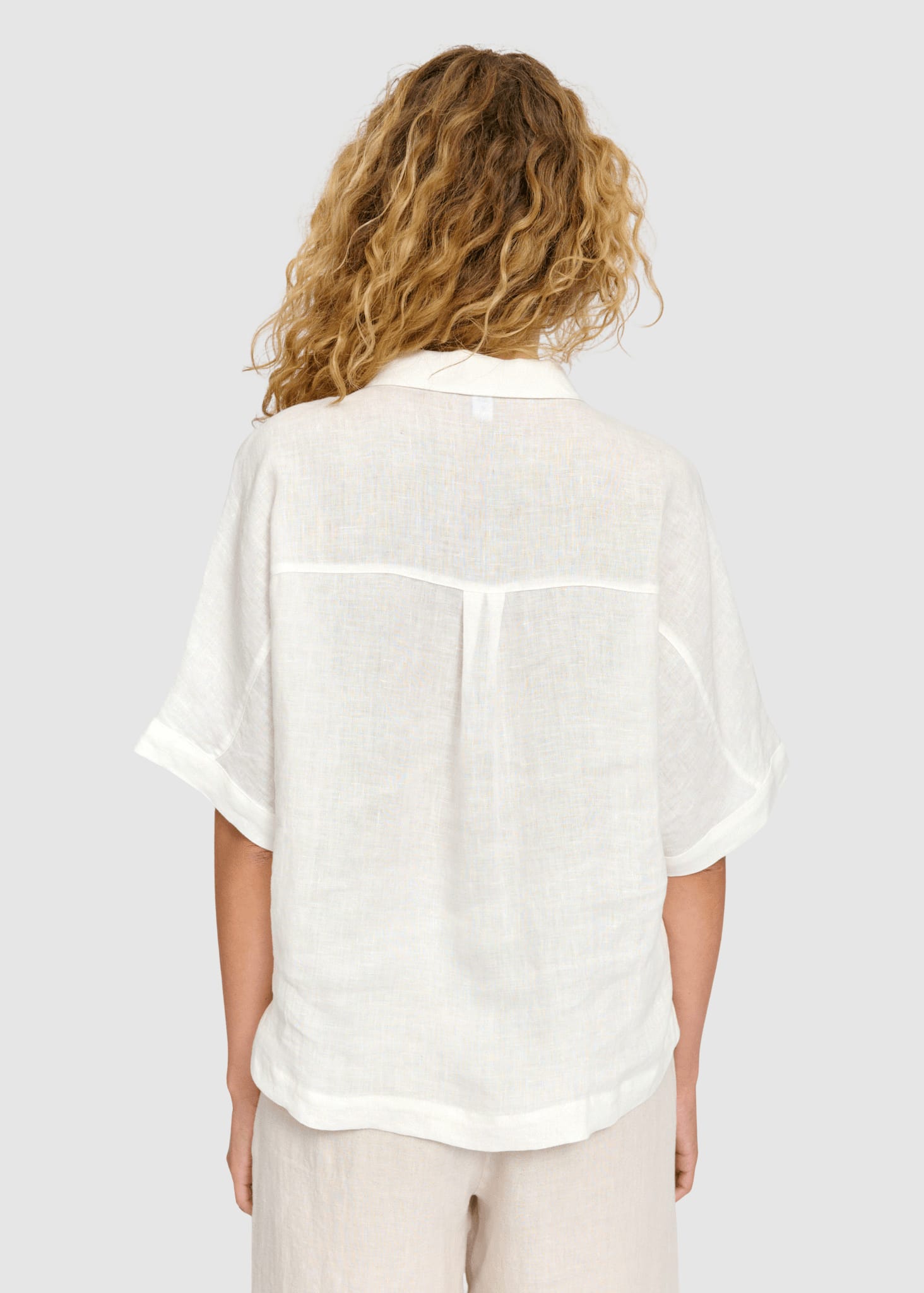 Short Sleeve Linen Shirt Bright White