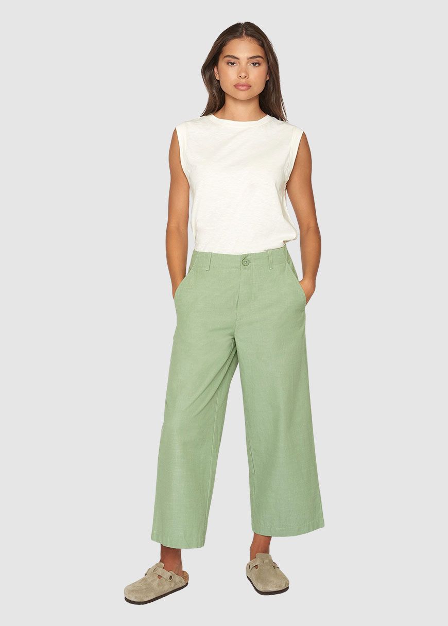 Posey Mid-Rise Wide Slub Yarn Cropped Pants Posey Mid-Rise Wide Slub Yarn Cropped Pants