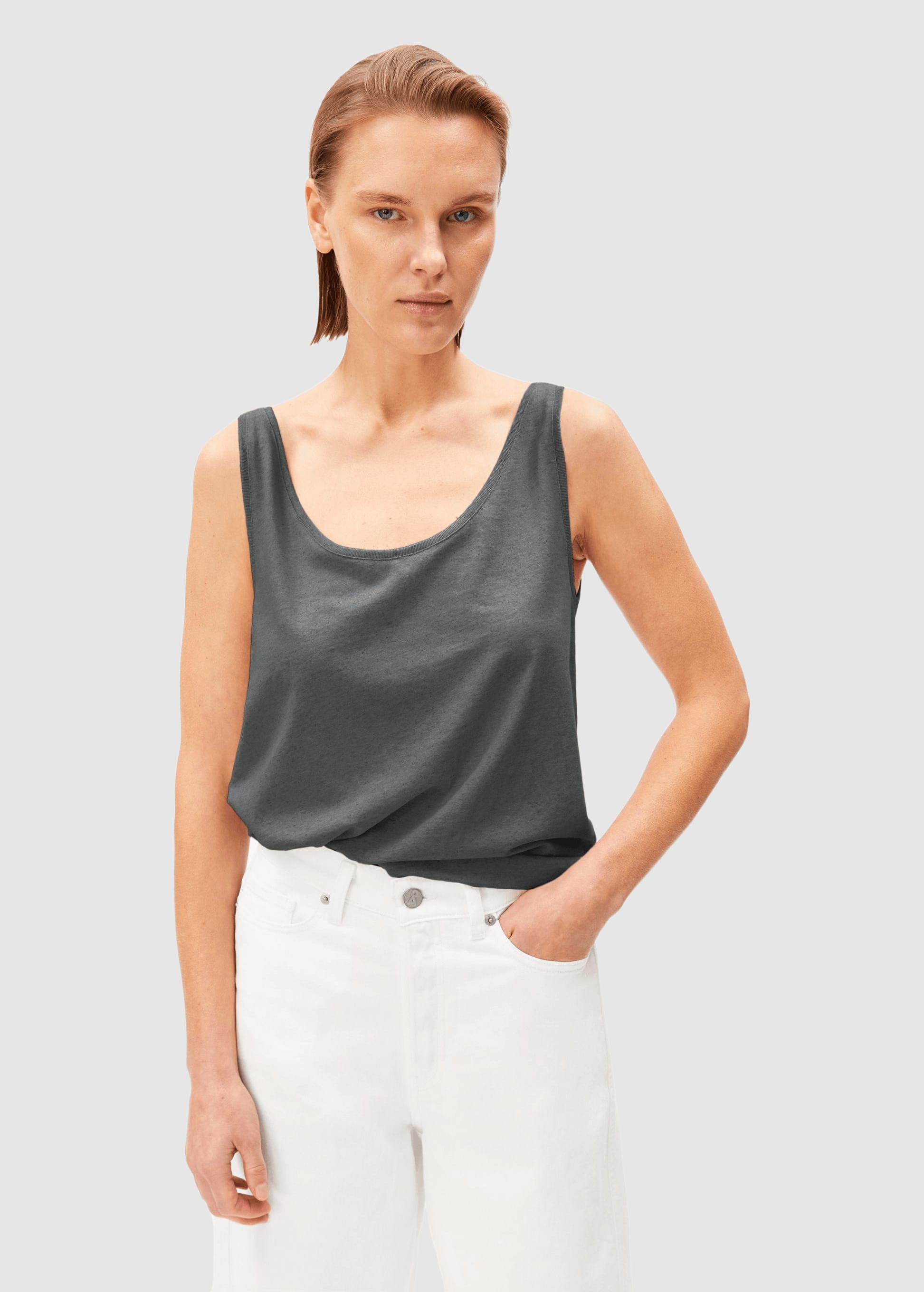Linen Blend Top Space Steel Linen Blend Top Space Steel