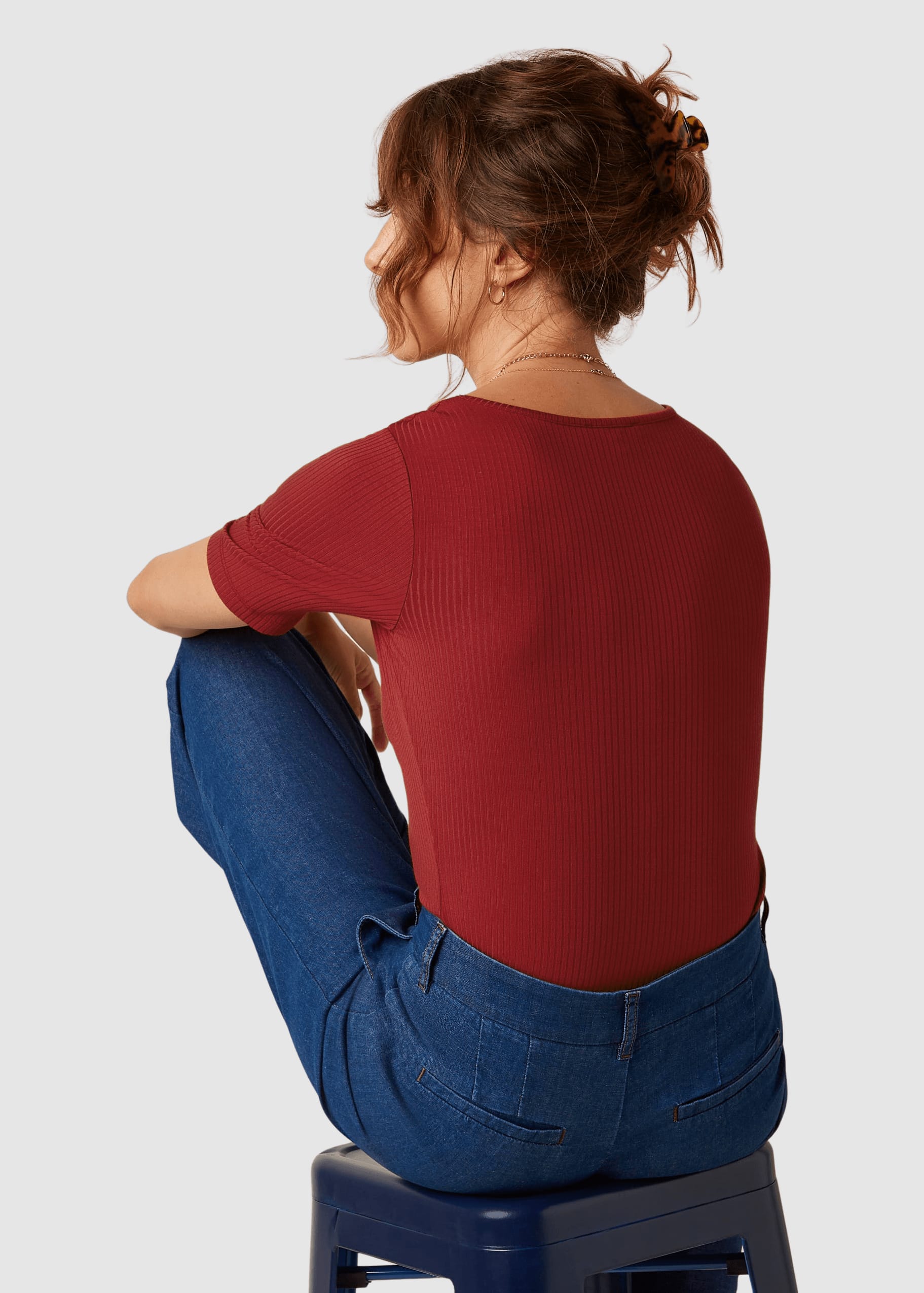 Carice Top Uni Rib Chili Red
