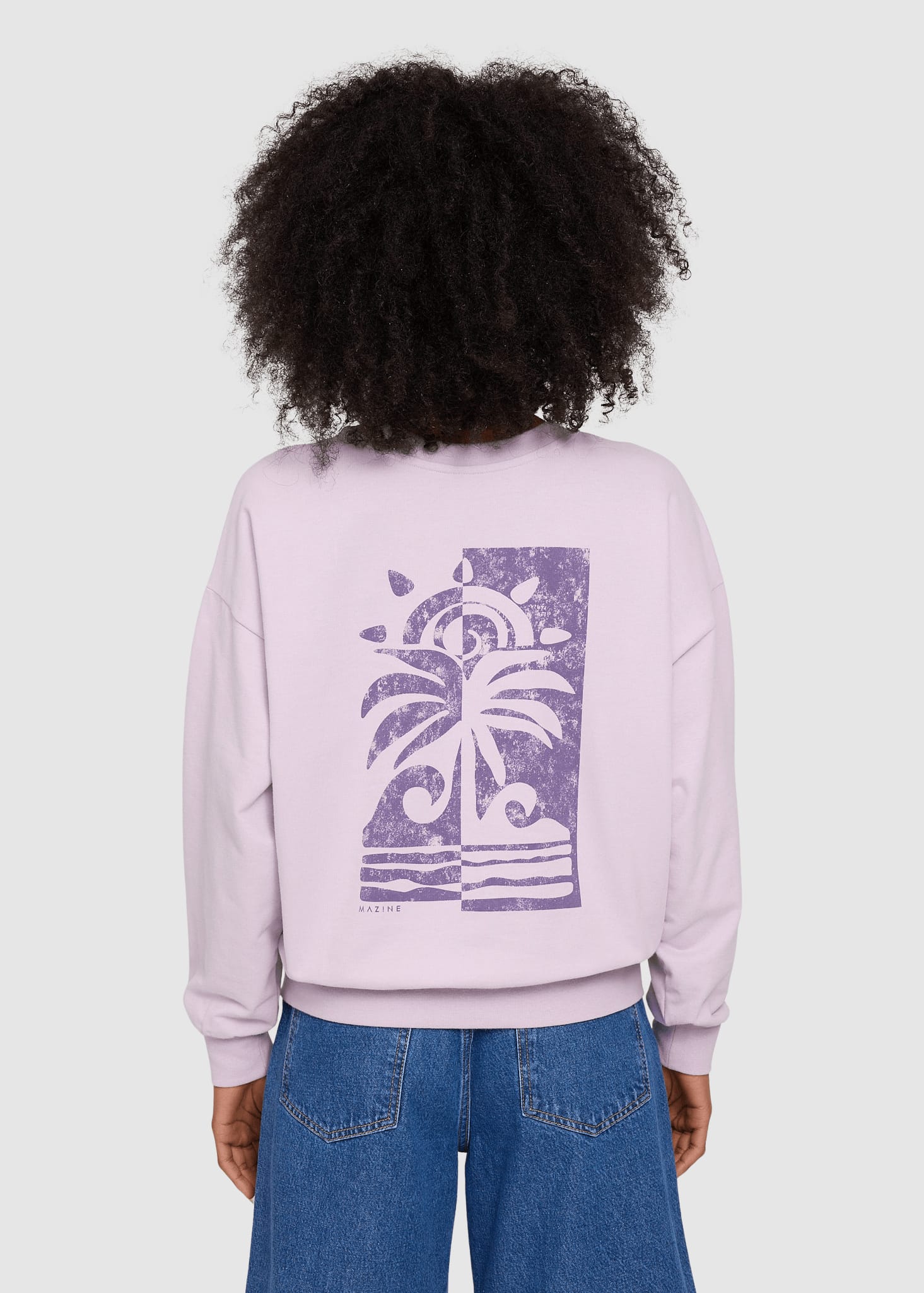 Back Print Sweatshirt Pastel Lilac/palm