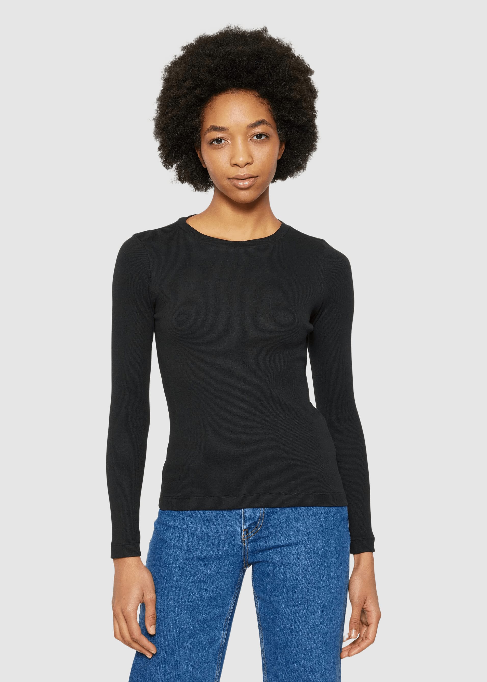 knowledge-cotton-apparel-rib-long-sleeve-t-shirt-black-jet-1.jpeg Rib Long Sleeve T-Shirt Black Jet