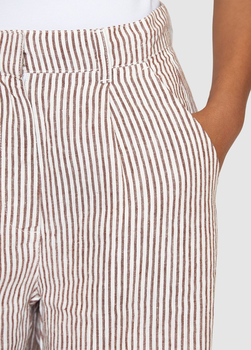 Posey Wide Mid-Rise Striped Linen Pants Posey Wide Mid-Rise Striped Linen Pants
