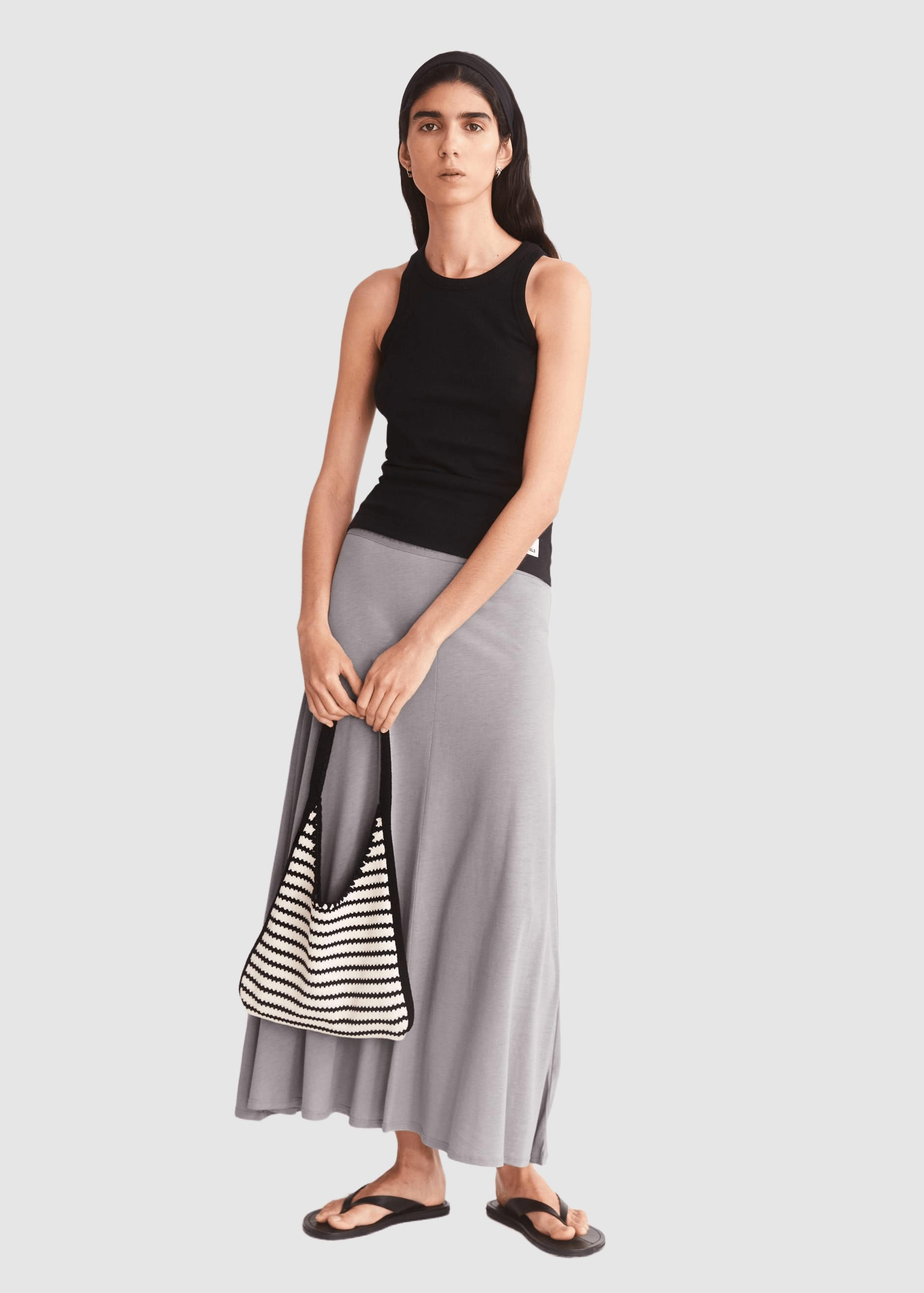 Ileniaa Laraa Midi Skirt Seal Grey