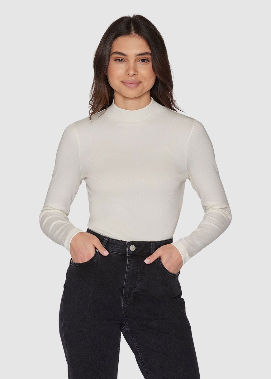 Rib High Neck Long Sleeved Rib High Neck Long Sleeved