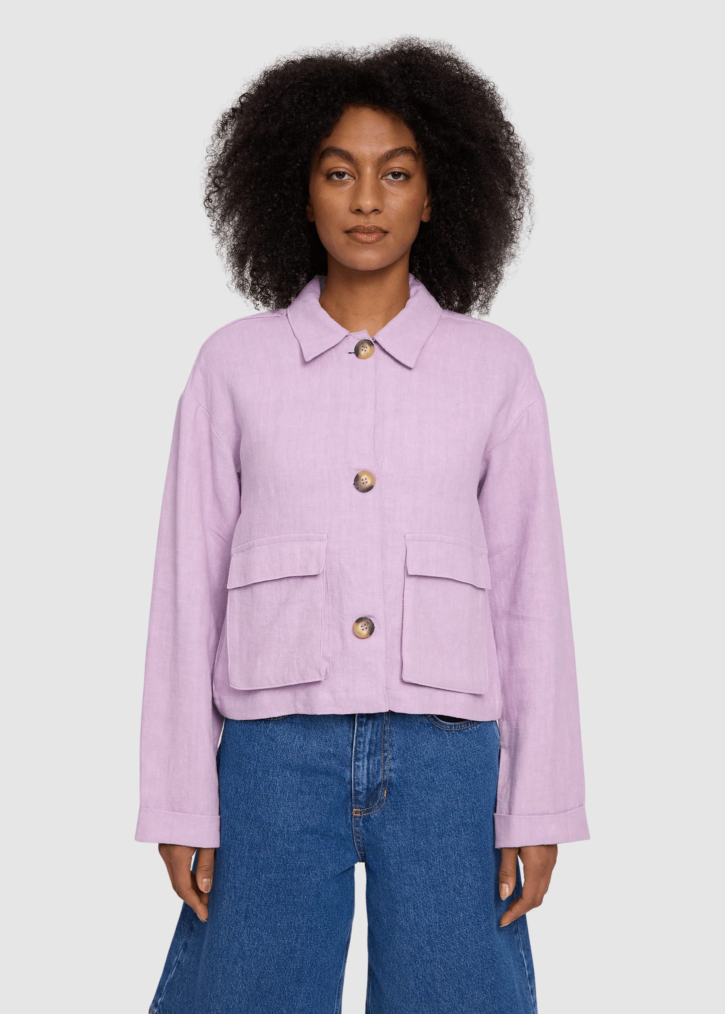 Short Linen Jacket Bright Lavender Short Linen Jacket Bright Lavender