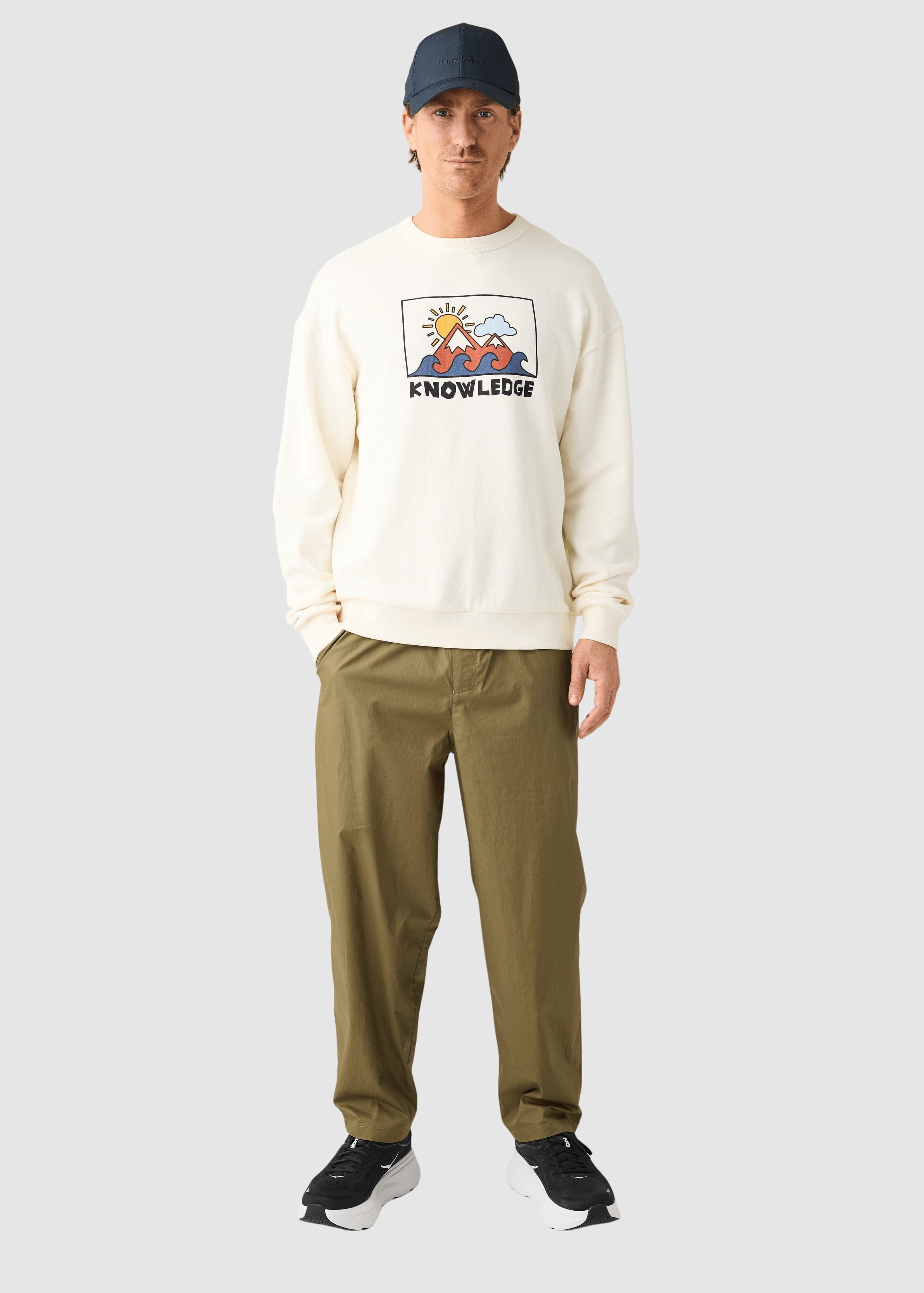 Relaxed Printed Crew Neck Egret