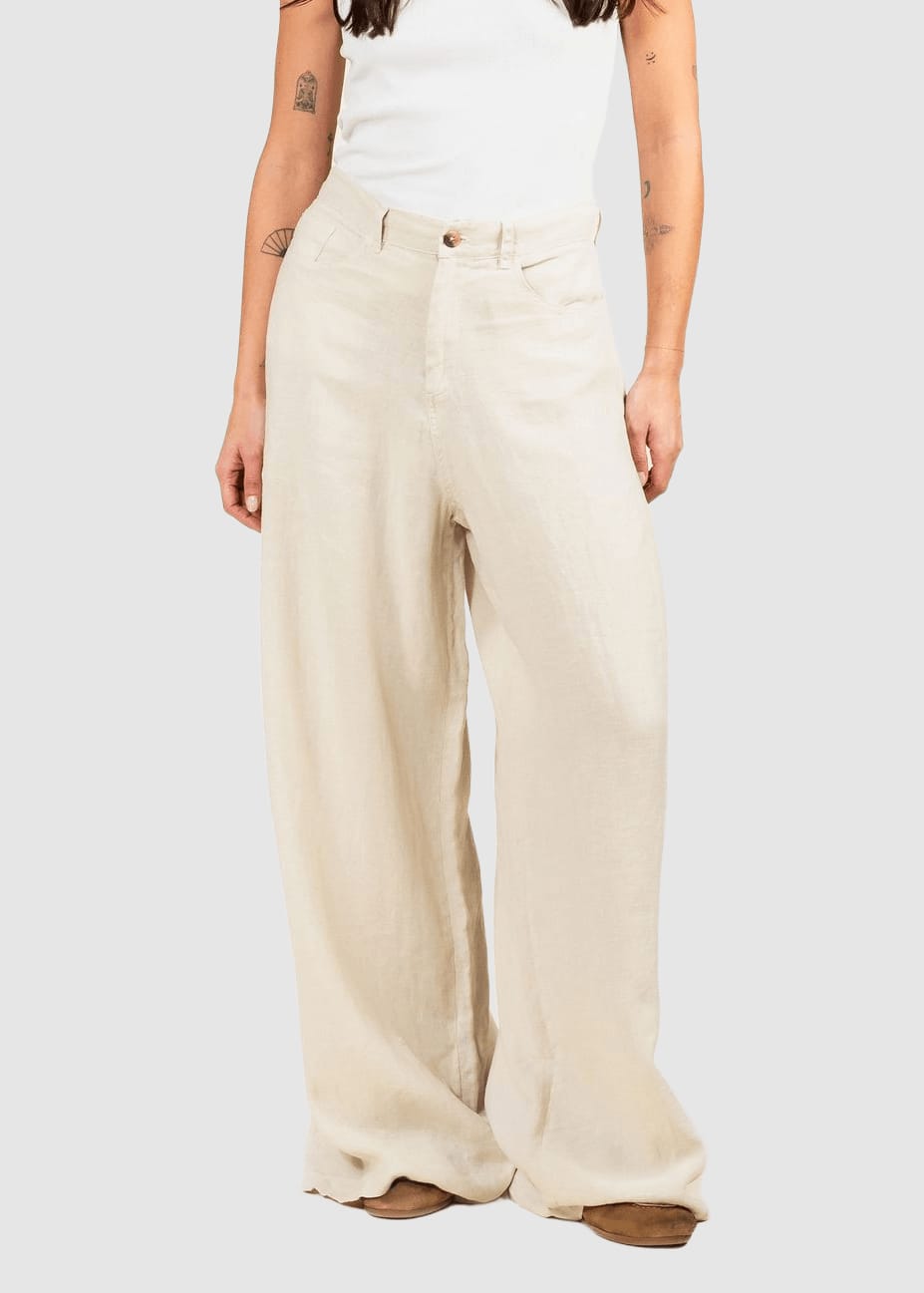 Loren Linen Pant Solid Oatmeal