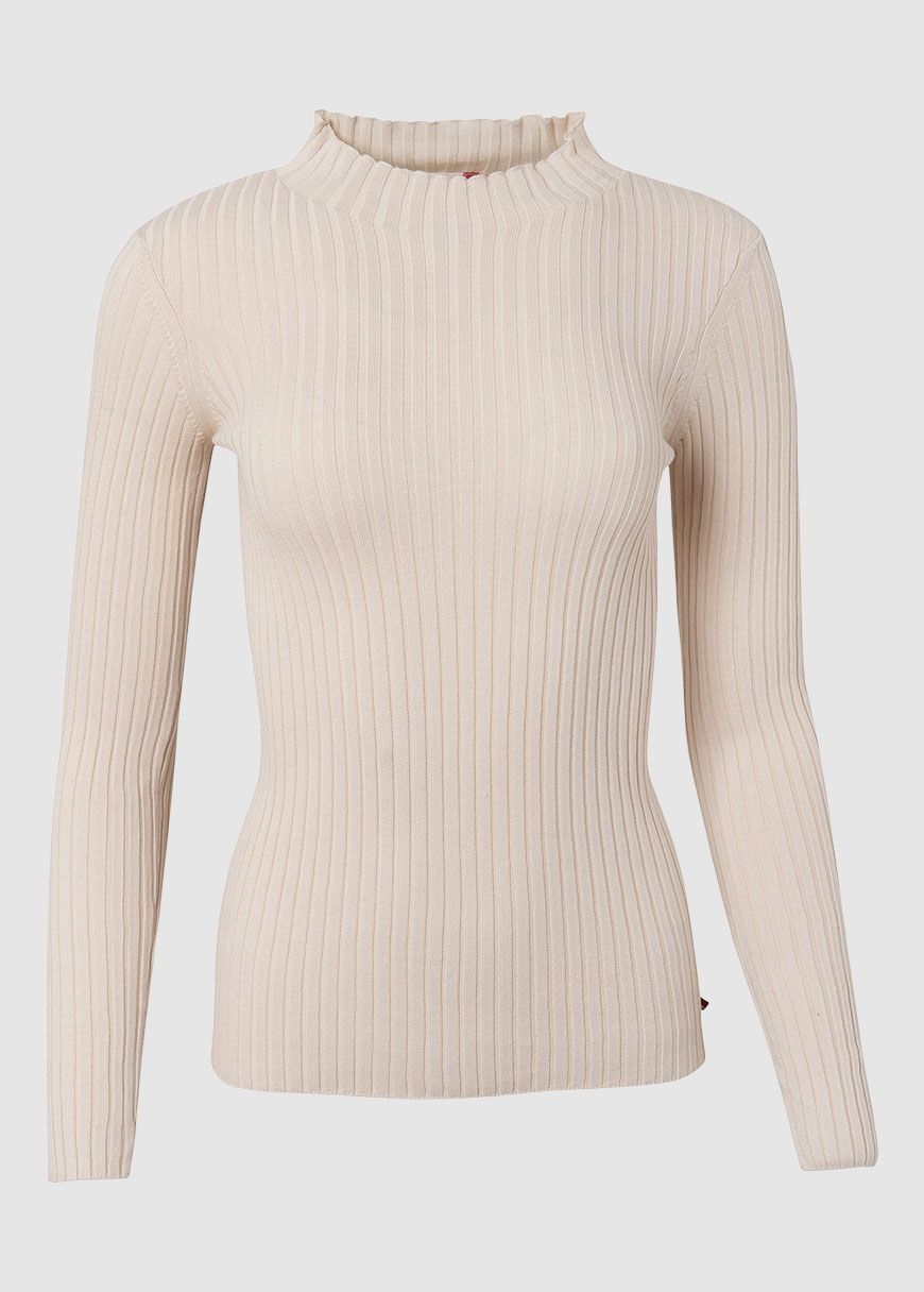 Rippstrick Pullover Stehkragen