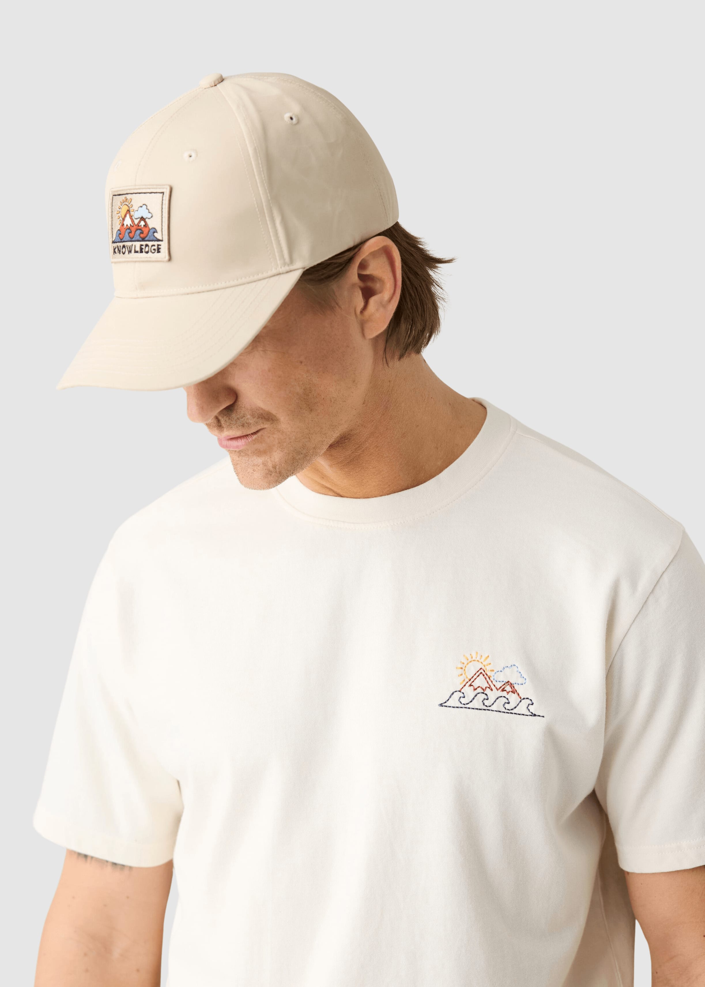 Chest Print T-Shirt Egret