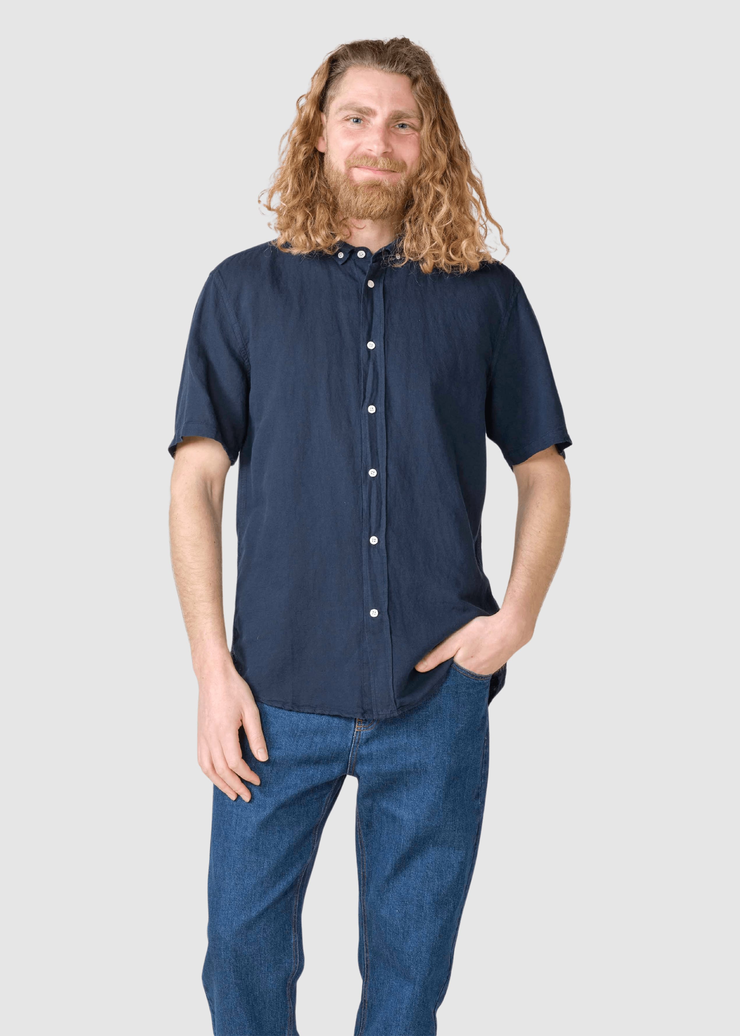 Mikkel Linen Shirt Ocs Navy