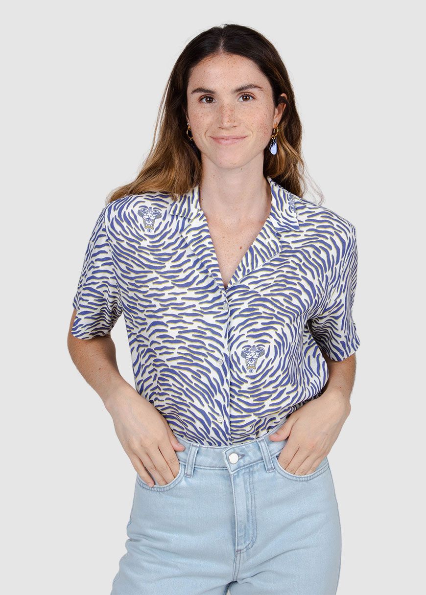 Tiger Aloha Blouse White Tiger Aloha Blouse White