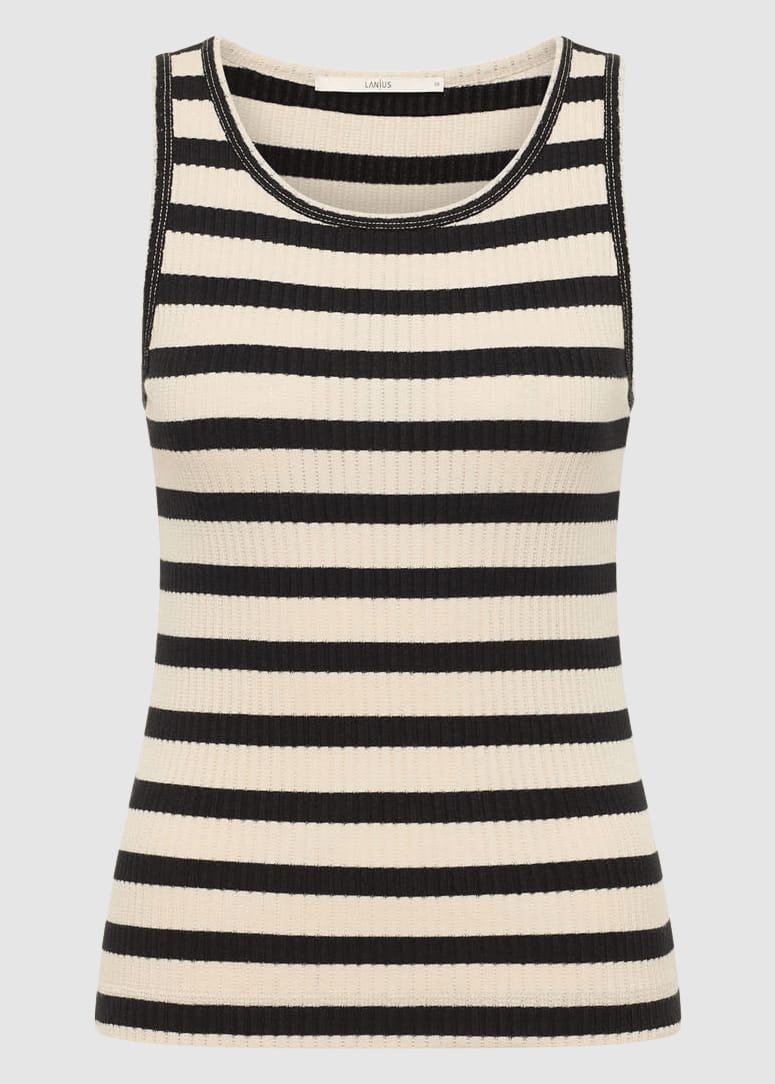 Tanktop Mit Streifen Black Creme