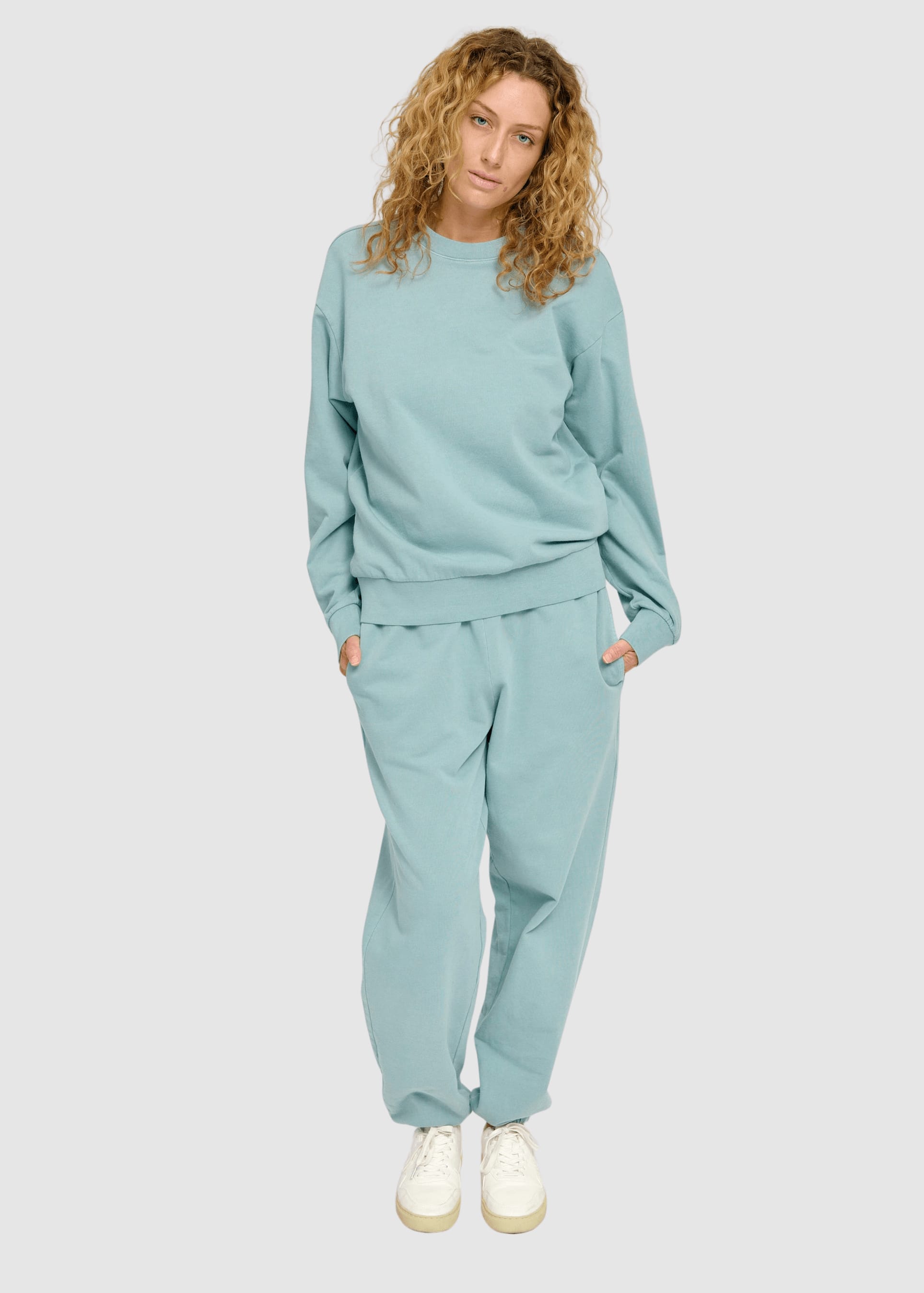 Genderless Natural Dye Sweatshirt Natural Dye Turquoise
