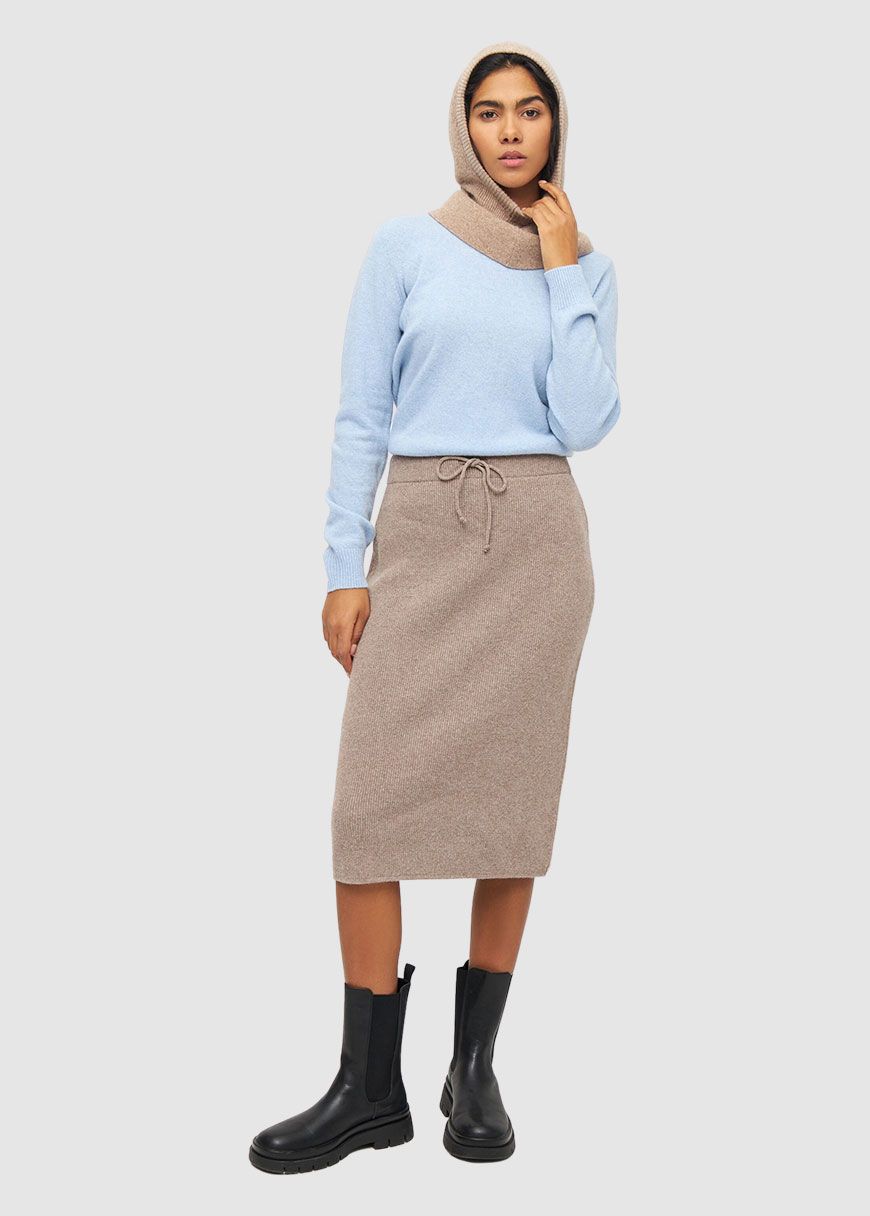 Wool Midth Lengt Rib Knit Skirt Wool Midth Lengt Rib Knit Skirt