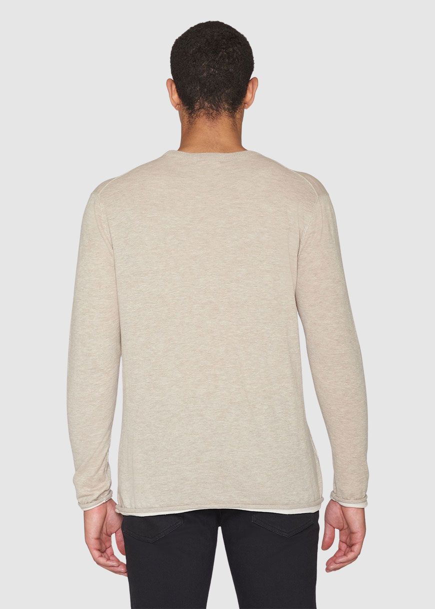 Regular Double Layer Cotton Mix Rolledge Crew Neck Knit