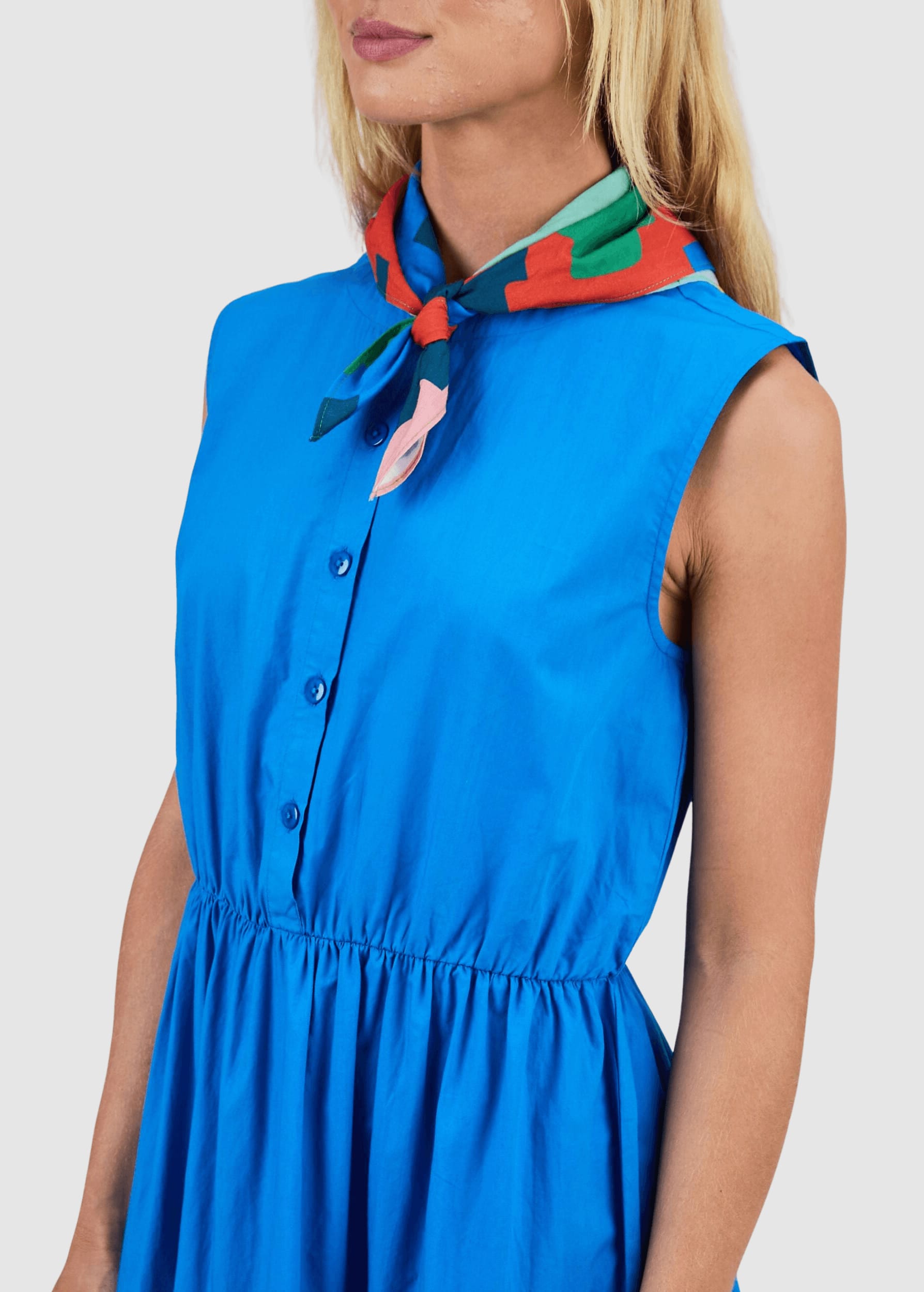 Sleeveless Shirt Dress Blue