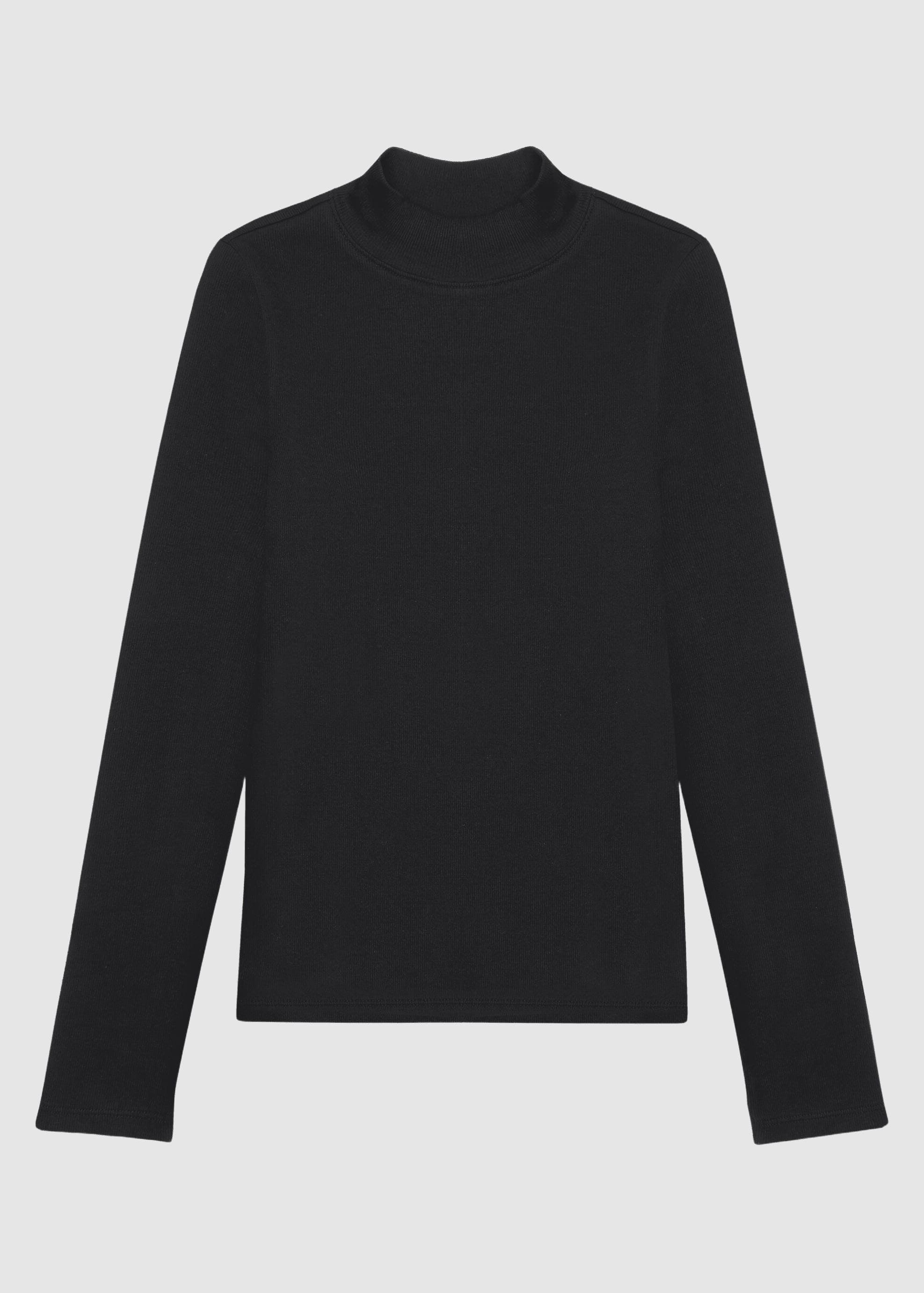 knowledge-cotton-apparel-rib-mock-neck-black-jet-4.jpeg Rib Mock Neck Black Jet