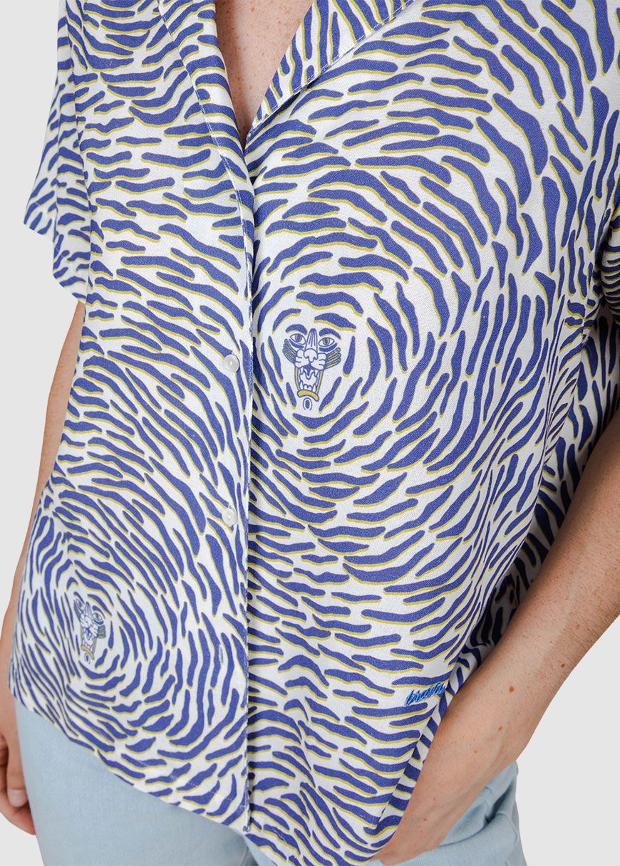 Tiger Aloha Blouse White Tiger Aloha Blouse White