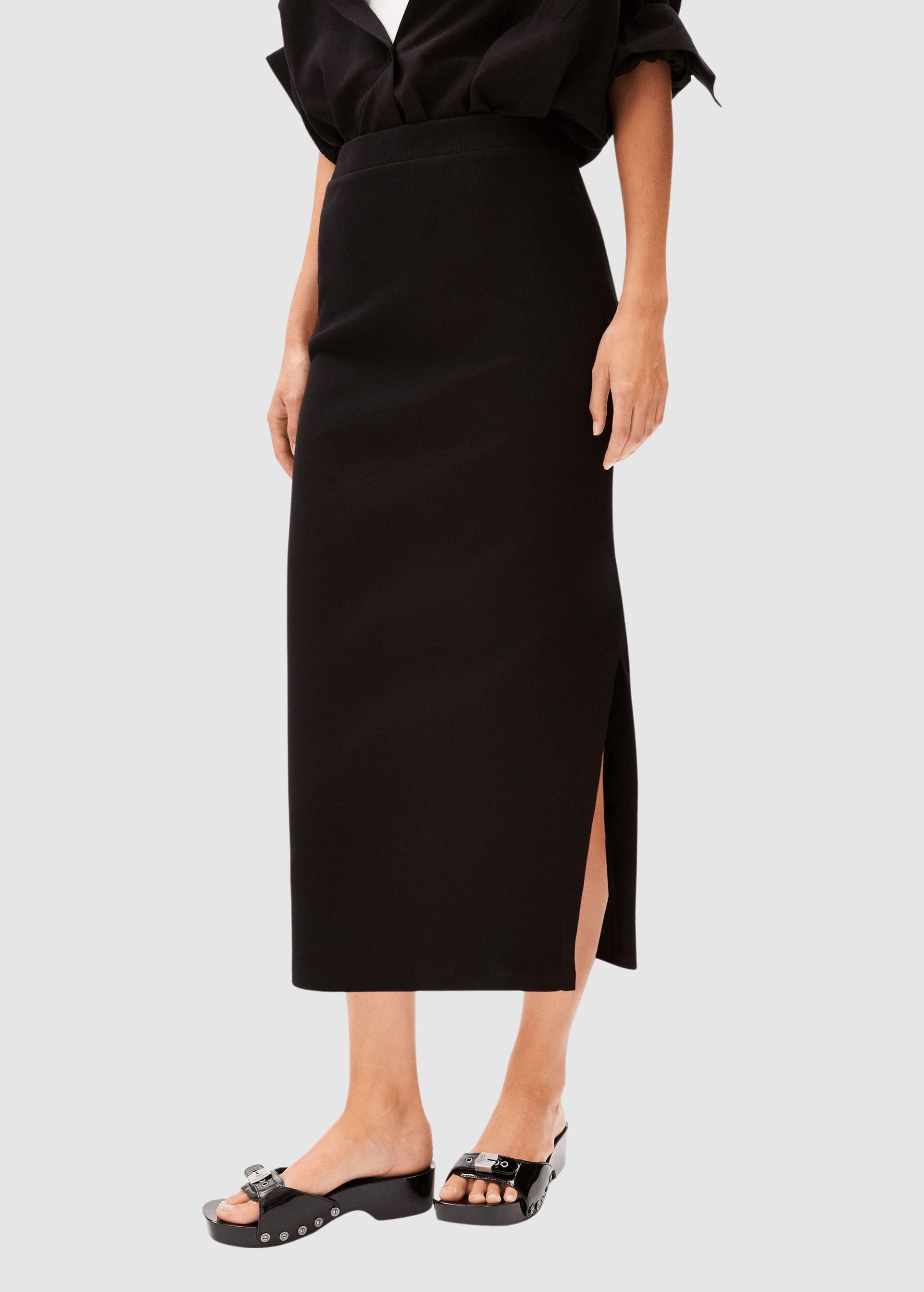 Azitaa Rib Midi Skirt Black