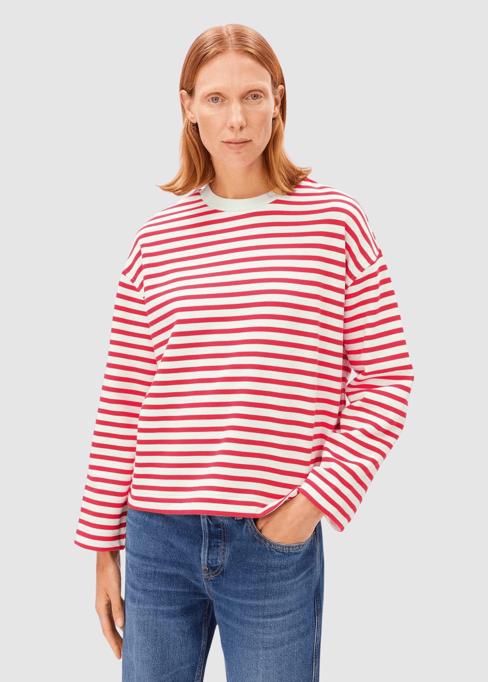 Frankaa Maarlen Stripe Sweat Undyed-Mars Red