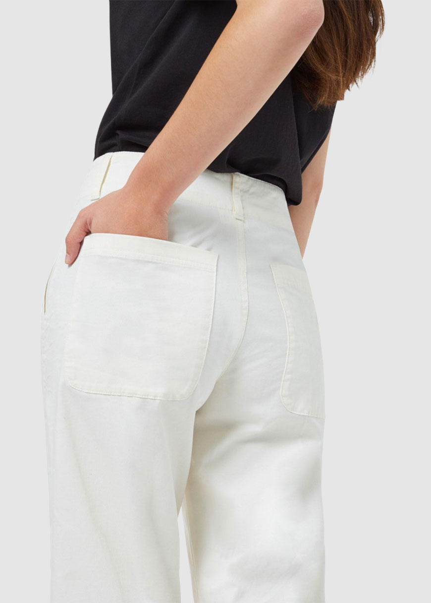 Twill Cropped Wide Leg Pant